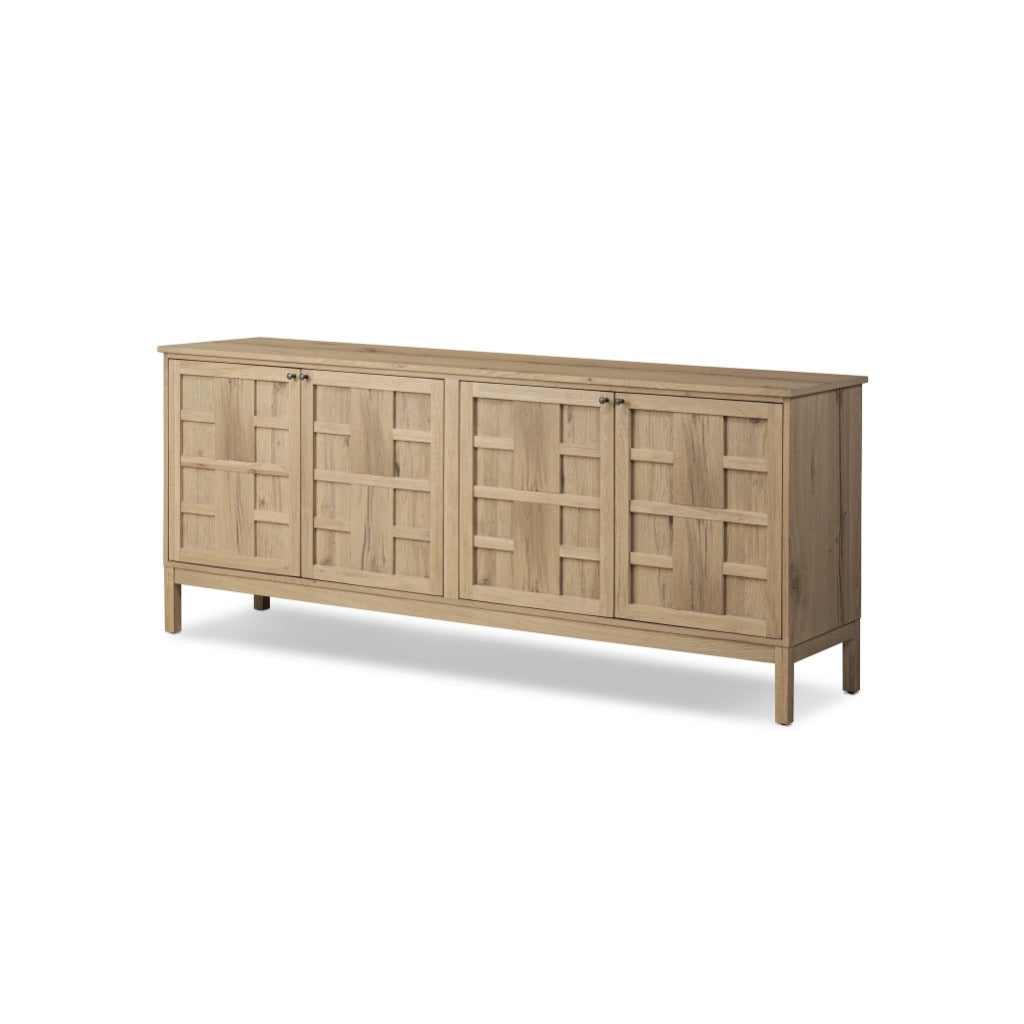 Alessio Modern Sideboard - Aged Natural Oak Veneer Cabinet for Living Room, Dining Room & Entryway Storage