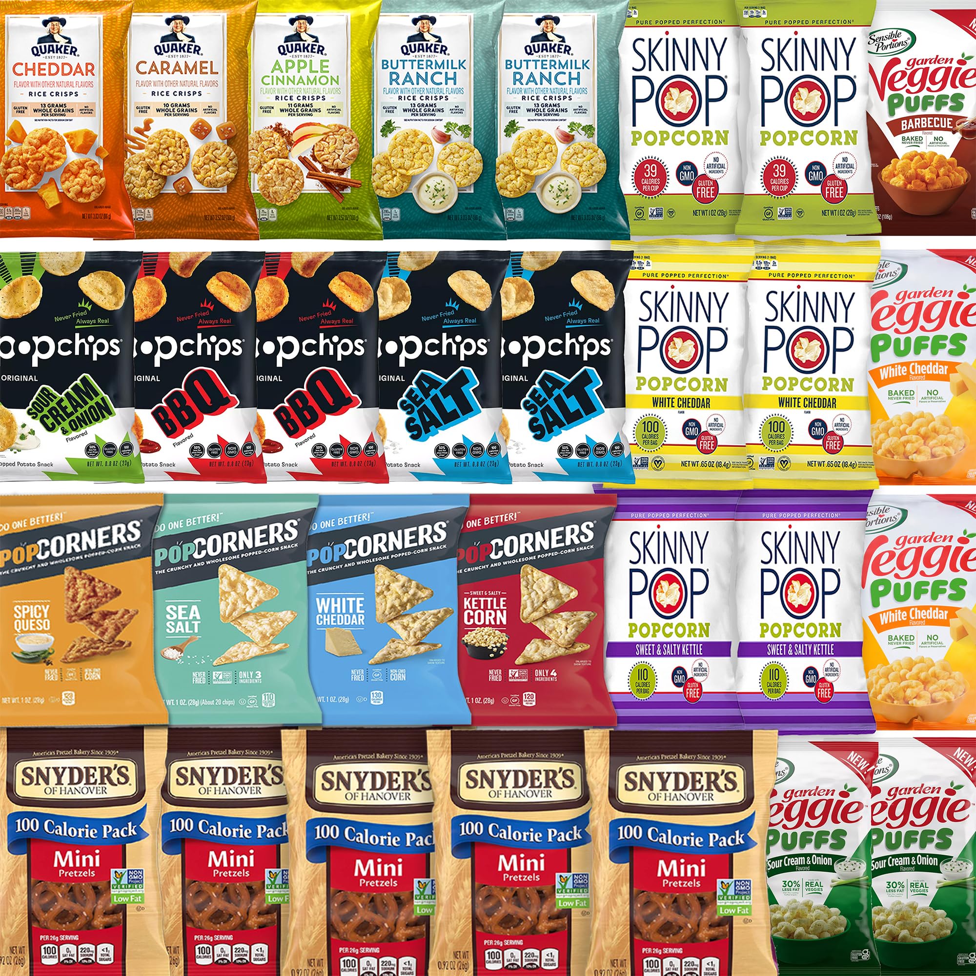 Healthy Snacks Variety Pack (30 Items) - Bulk Assortment of Organic Chips, Popcorn & Crisps - Perfect for Office, School & On-the-Go Snacking