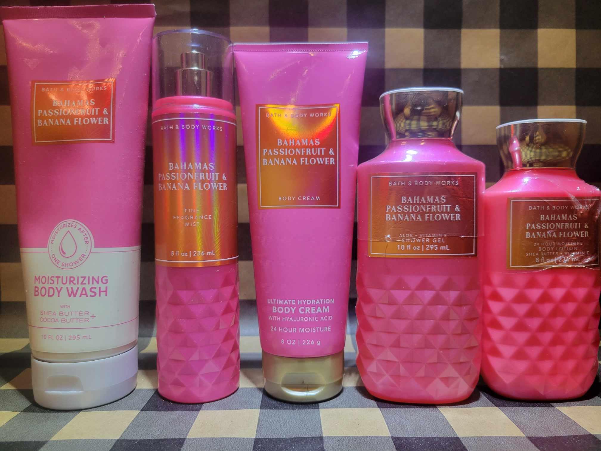 5 BAHAMAS PASSIONFRUIT BANANA FLOWER Mist Cream Bath Gel Body Wash & Lotion Set - Hydrating & Moisturizing for Dry Skin, Perfect for Shower, Bath & Daily Skincare Routine
