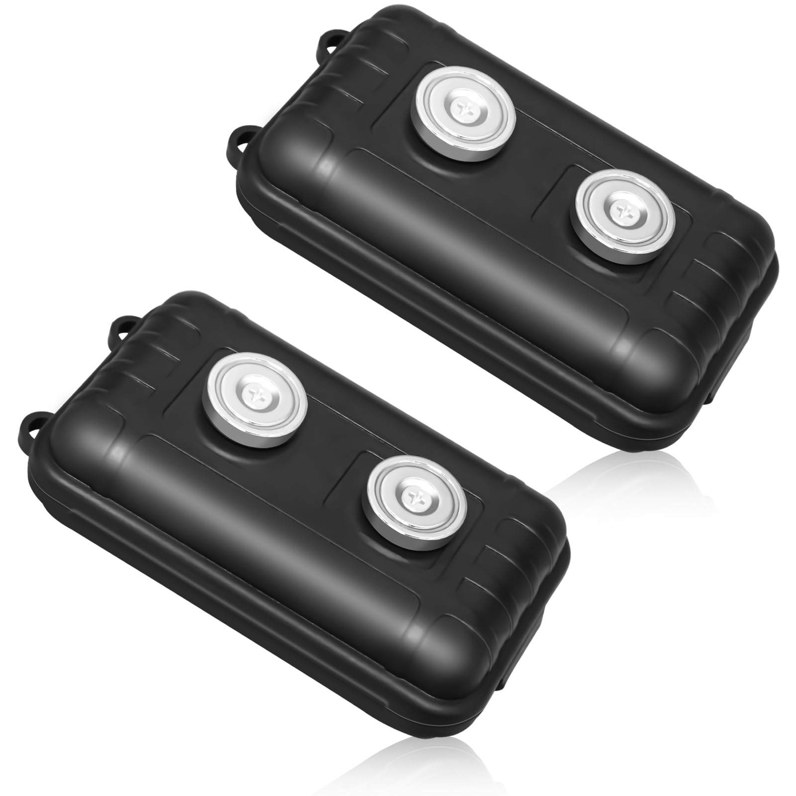 2Pcs Magnetic Key Holder for Under Car - Waterproof Hidden Key Box for Outdoor Travel & Emergency Use - Secure Key Hider for Vehicles (Black) - Perfect for Camping, Road Trips & Spare Key Storage