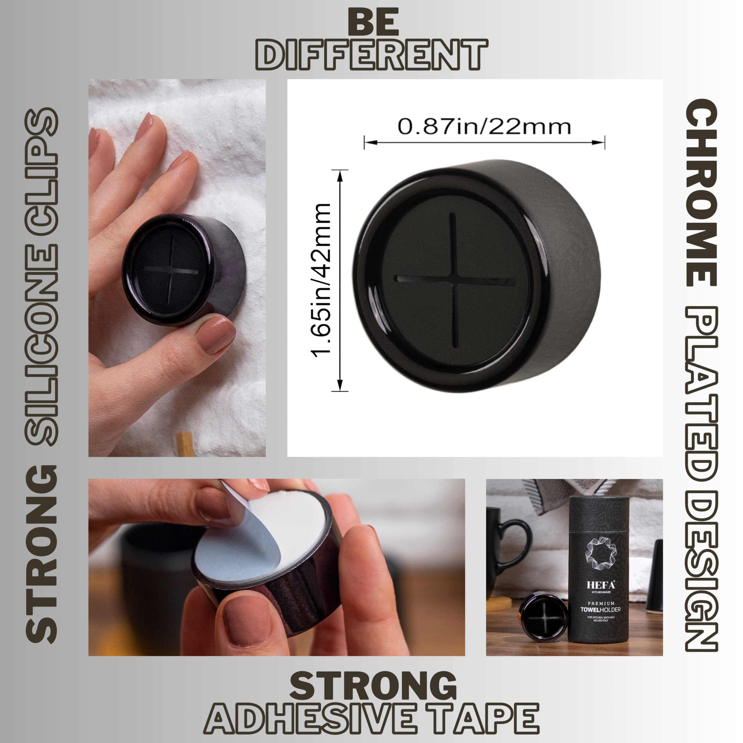 HEFA 4-Pack Towel Hooks & Holders - Stainless Steel Kitchen & Bathroom Organizer for Dish Towels, Hand Towels - Perfect for Home, RV, Office (Wall Mount, Space Saving)