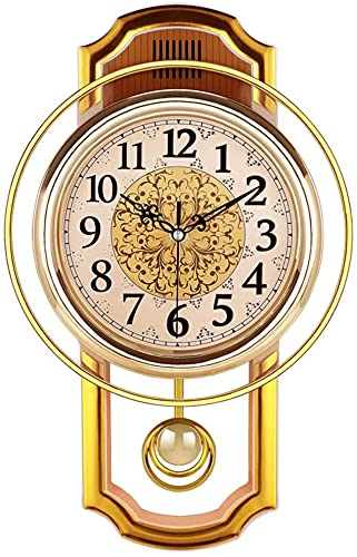 GAOXIN European Vintage Pendulum Wall Clock - Silent Non-Ticking Quartz Clock for Living Room, Bedroom, Office - 16 Inch Retro Home Decor (Color: E) | Perfect for Home, Office & Gift Giving