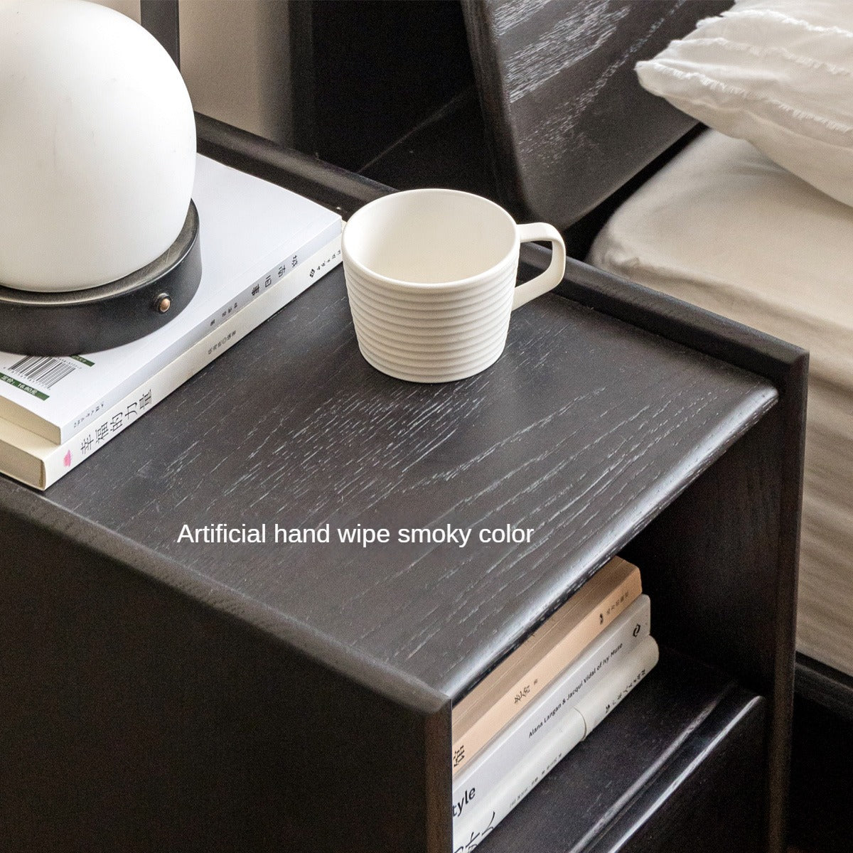 Solid Oak Wood Ultra Narrow Nightstand with Soft Light Sensor - Perfect for Small Bedrooms, Apartments, and Cozy Spaces