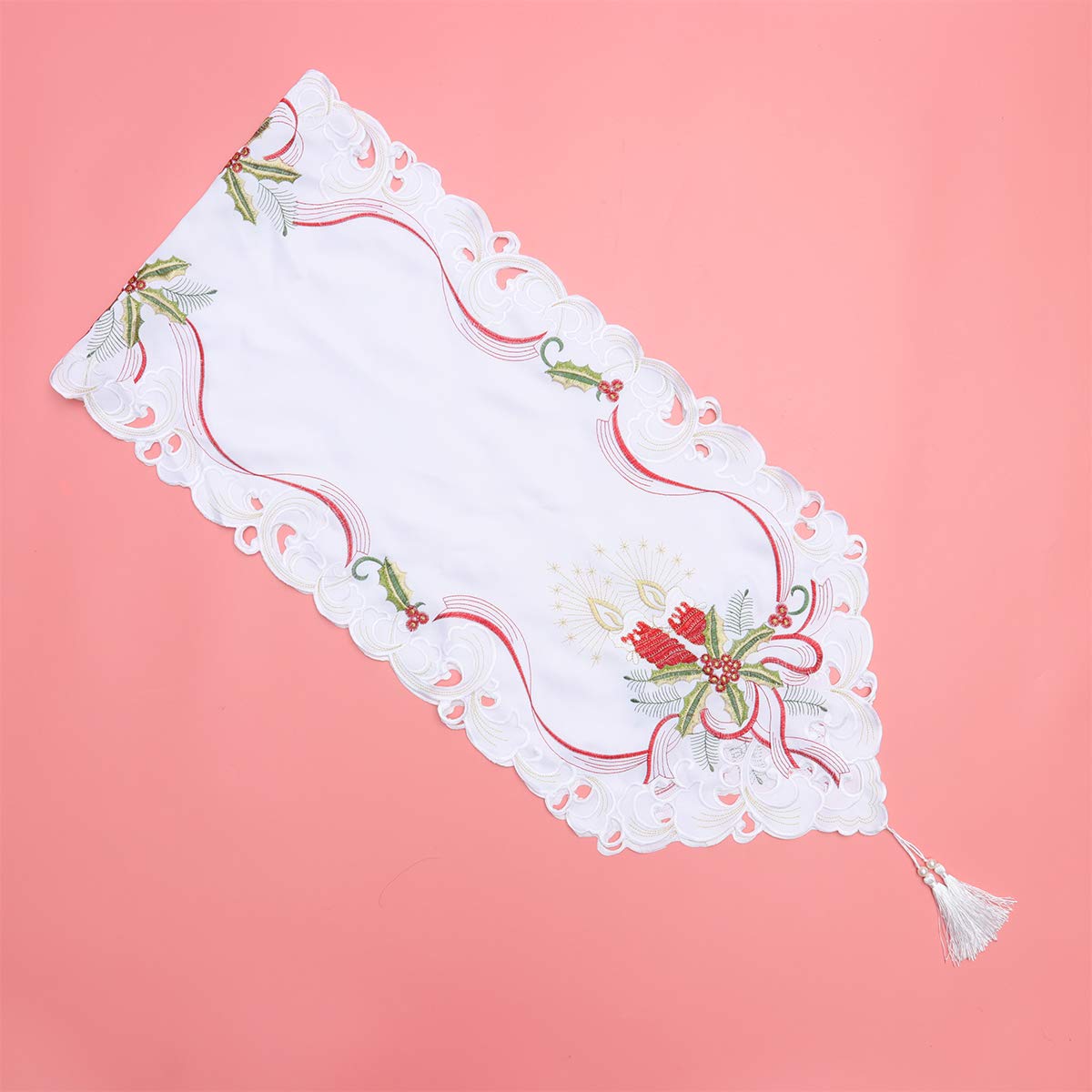 DOITOOL Floral Table Runner for Dining Room - Decorative Holiday Table Runner for Christmas, New Year, Xmas - Perfect for Festive Dinner Parties & Seasonal Home Decor