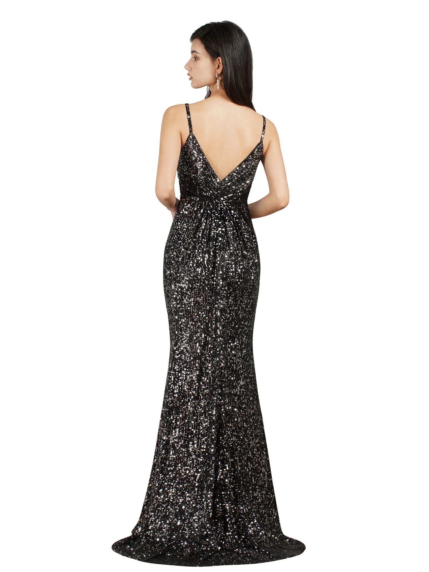 Sparkly Sequin Prom Dress for Women - Long Mermaid Bridesmaid Gown, Bodycon Formal Evening Party Dress for Homecoming, Wedding, Pageant & Special Occasions