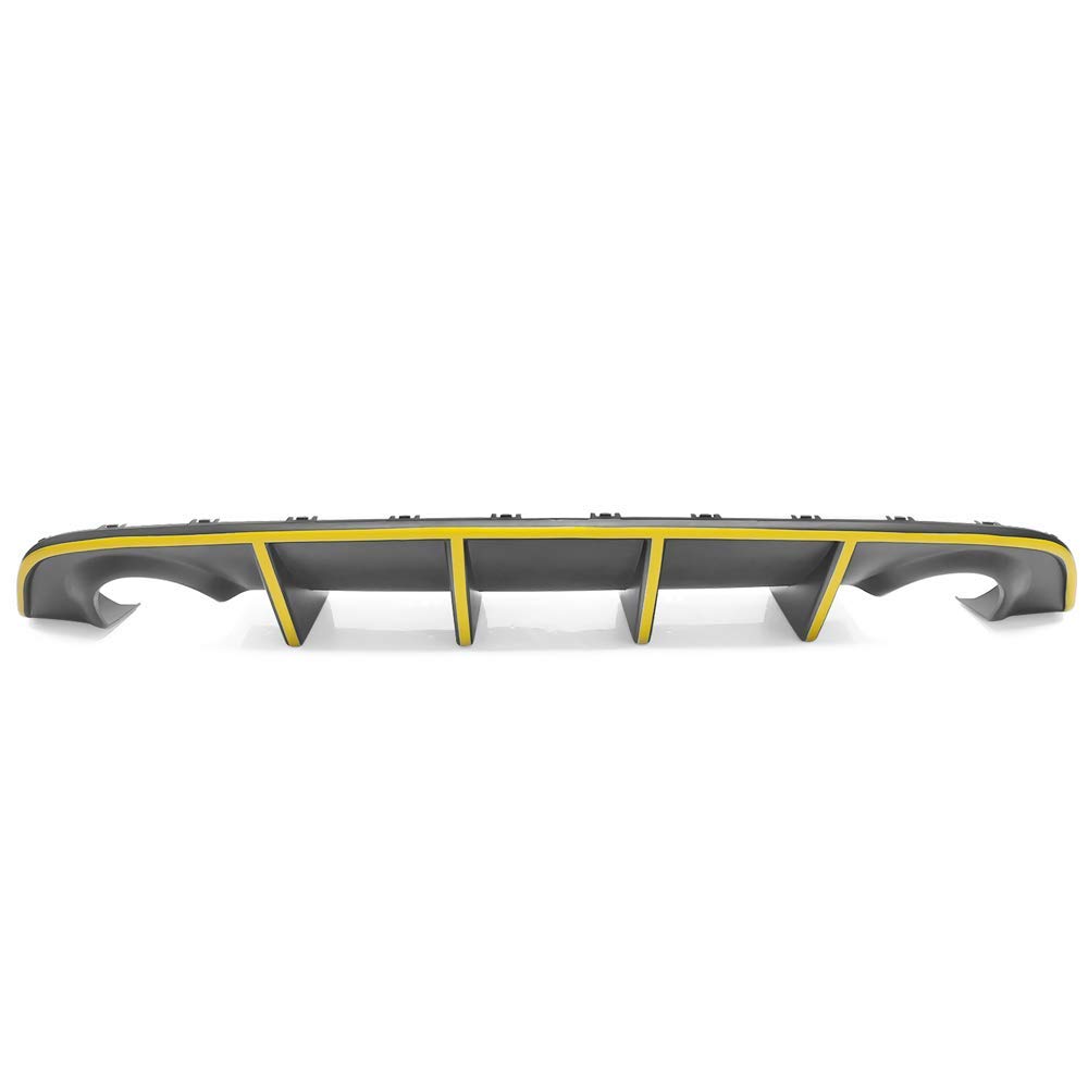 IKON MOTORSPORTS Bumper Lip Spoiler for 2015-2023 Dodge Charger SRT | Factory Style Rear Diffuser with Yellow Reflective Tape | Enhances Aerodynamics & Style for Street Racing & Car Shows