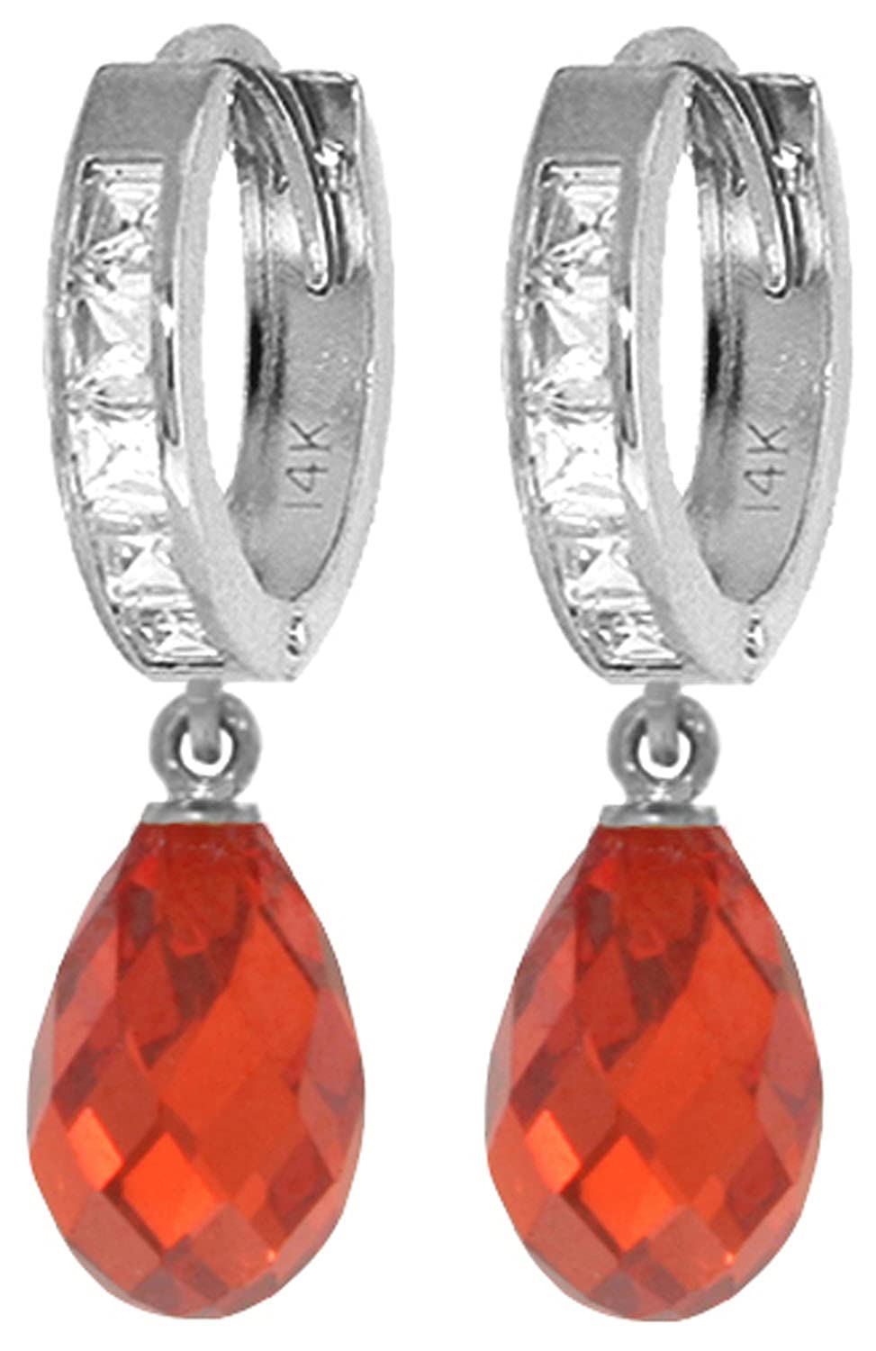 14K Solid Gold Cubic Zirconia Dangling Hoop Earrings for Women - Elegant Galaxy Gold GG Hoop Earrings for Party, Wedding & Everyday Wear