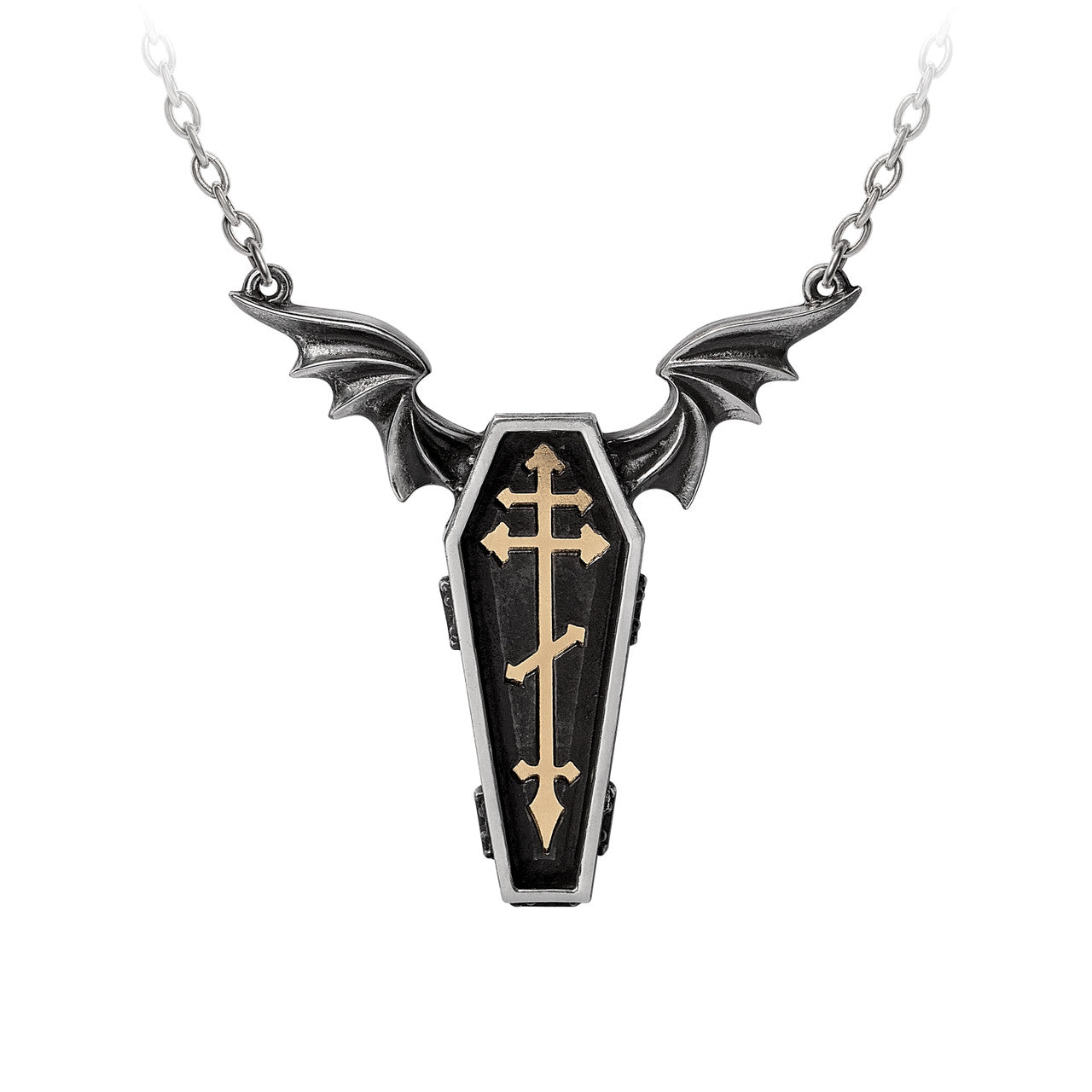 Gothic Couple Necklace Set - Coffin & Skeleton Pendant Jewelry for Him and Her | Romantic Gothic Gift for Couples, Halloween, Goth Lovers & Alternative Fashion