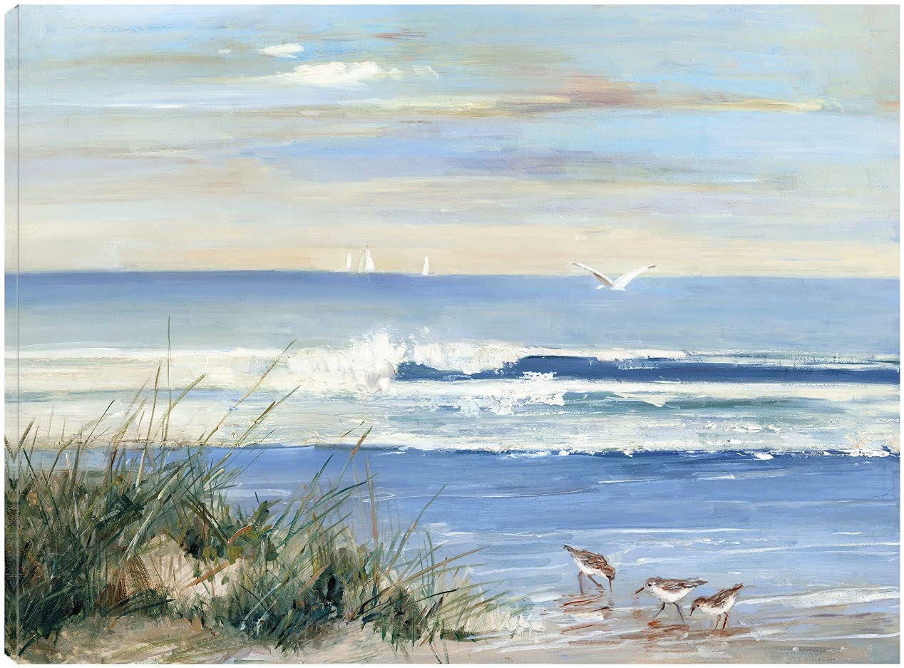 Fine Art Canvas Beachcombers Wall Decor by Sally Swatland - 43x32 Inch Ready to Hang Painting for Living Room, Bedroom, Office & More - Coastal Home Decor & Beach House Wall Art