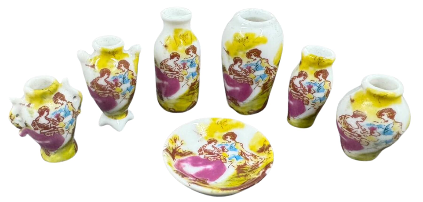 1:12 Scale Georgian Couple Design Dollhouse Vase & Bowl Set - Miniature Ornament for Melody Jane Dollhouses | Perfect for Victorian Era Displays, Dollhouse Accessories & Collectors