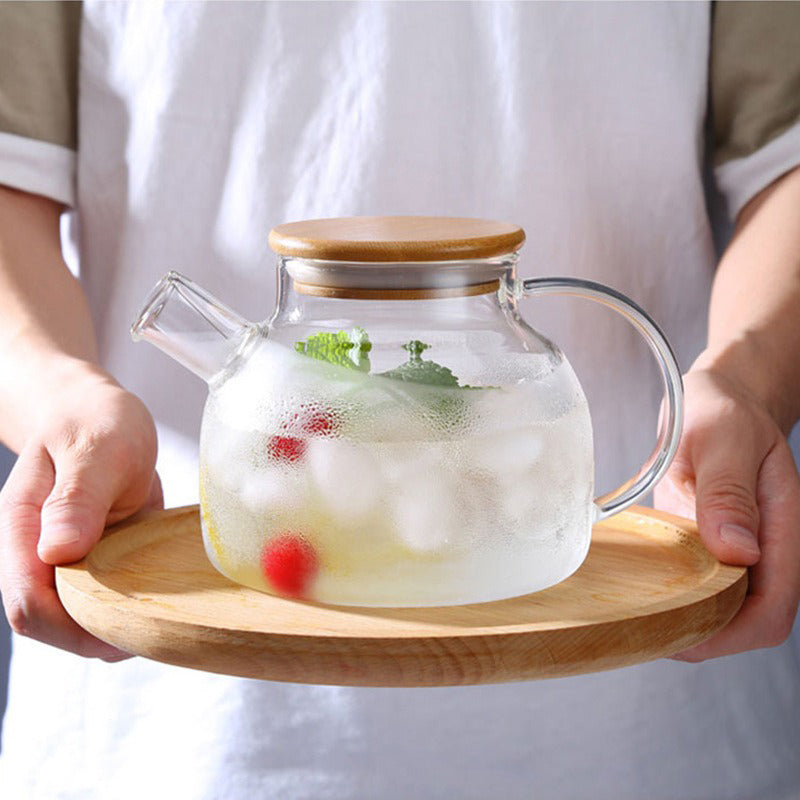 Premium Glass Teapot with Natural Bamboo Lid - Perfect for Loose Leaf Tea, Herbal Infusions & Home Decor - Ideal for Tea Ceremonies, Gifts & Cozy Afternoons