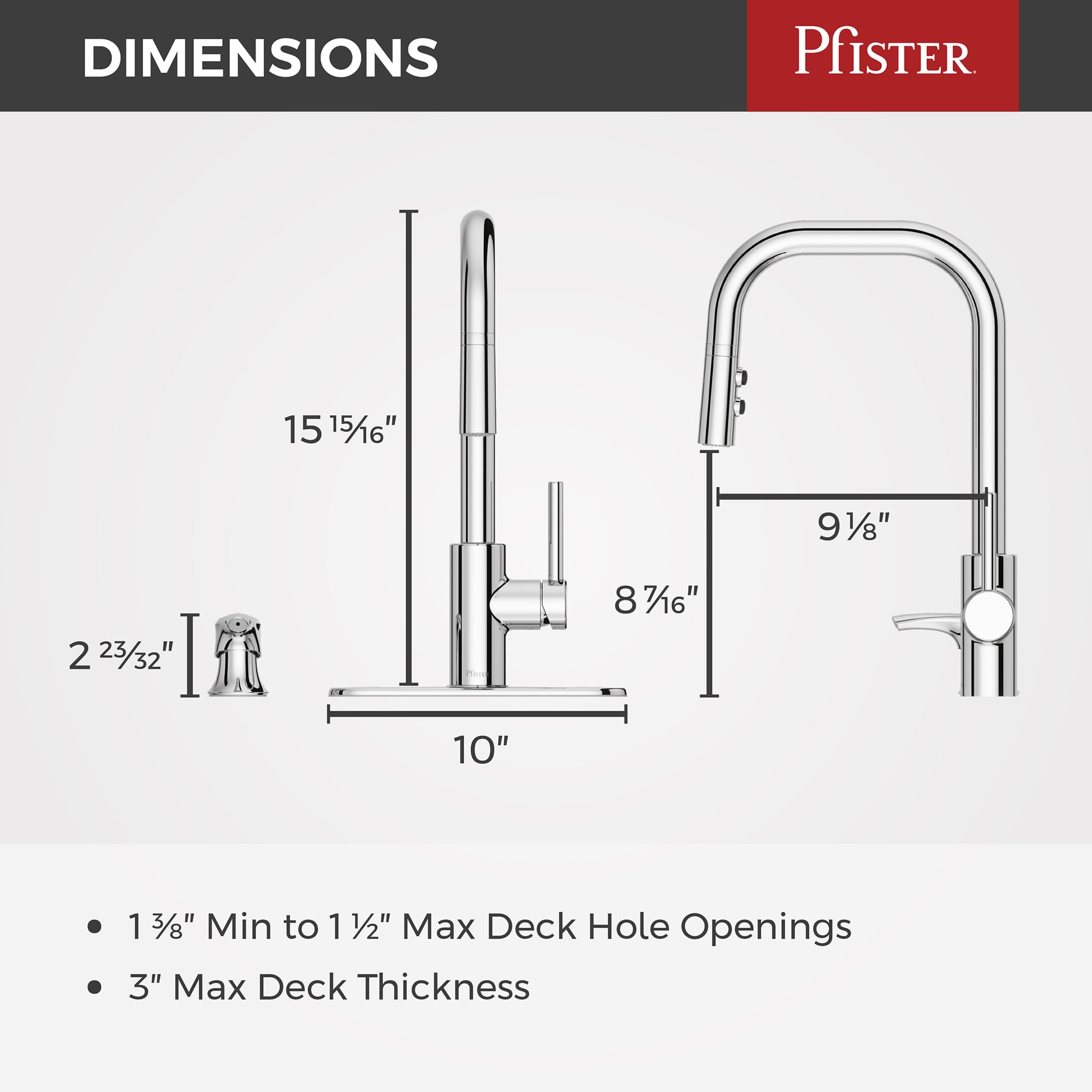 Pfister Zanna Single Handle High Arc Kitchen Faucet with Pull Down Sprayer & Soap Dispenser - Polished Chrome Finish (Model F5297ZNRC) - Perfect for Modern Kitchens & Food Prep Stations