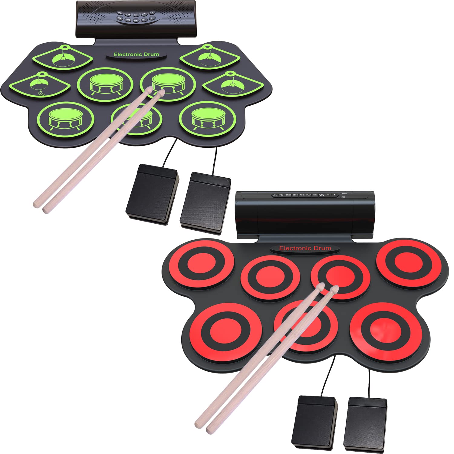 KONIX Electronic Drum Set - 7/9 Pad Digital Portable Roll-Up Drum Kit for Adults & Kids | USB MIDI Output, Headphone Jack | Perfect for Home Practice, Studio Recording & Live Performance