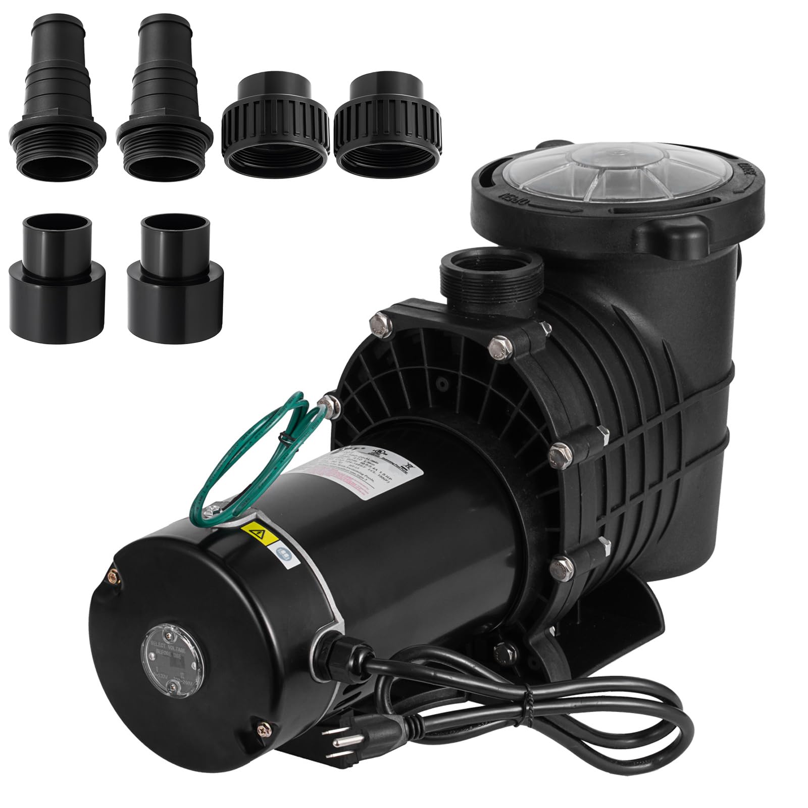 2HP High-Efficiency Pool Pump 110V/240V - 1500W Single Speed Swimming Pool Pump with 6800GPH Flow Rate - Inground & Above Ground Pool Pumps for Pools, Spas, Hot Tubs, Fountains - Perfect for Water Circulation and Filtration Systems