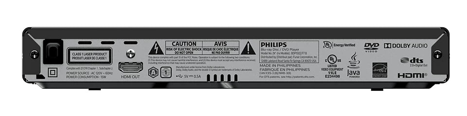 Philips BDP1502/F7 Blu-ray and DVD Player - High-Quality Home Theater Entertainment for Movies & Music