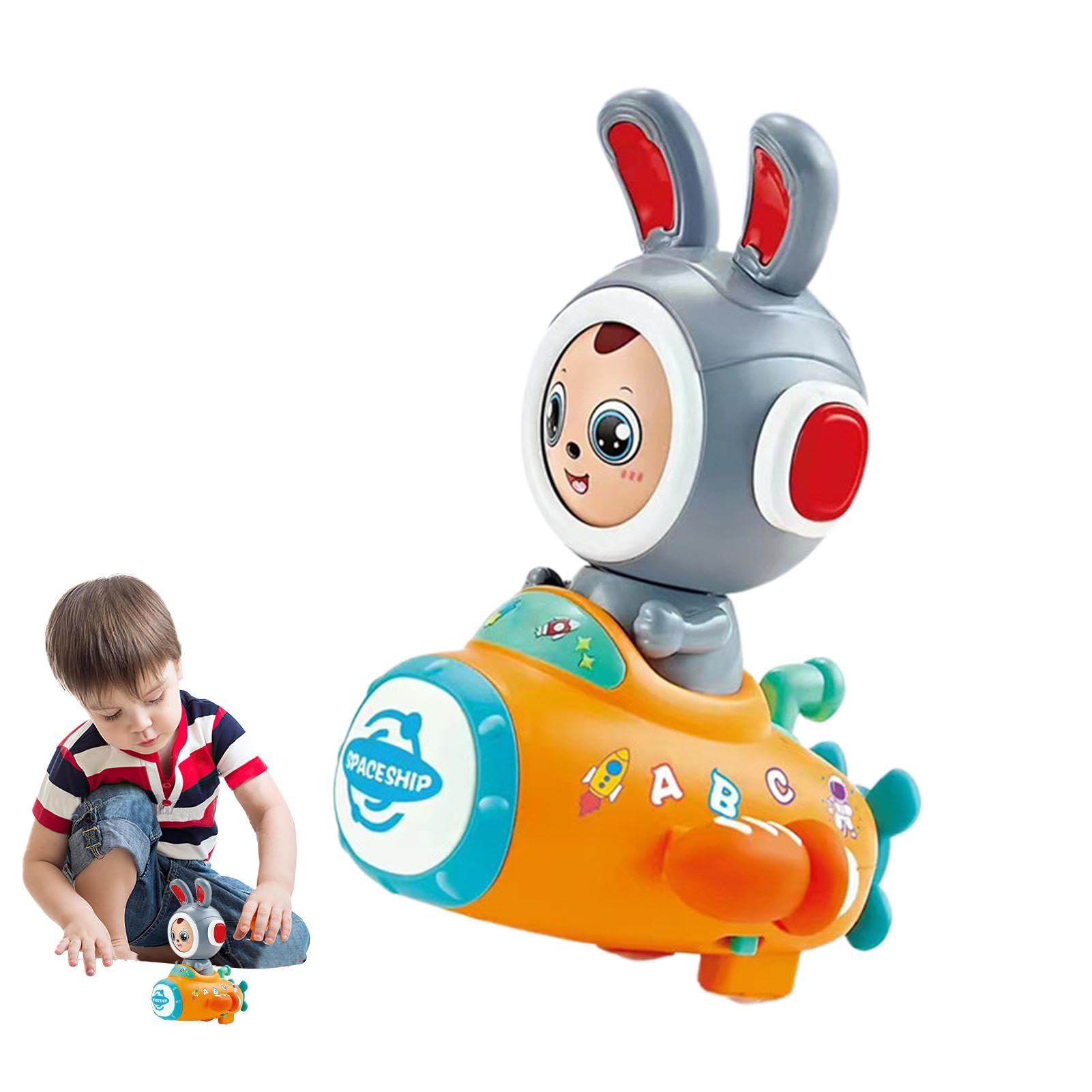 Electronic Bunny Toy with Music & LED Lights - Interactive Space Rocket Bunny Ride Toy for Kids - Fun Animal Musical Entertainment Toy for Toddlers & Preschoolers - Perfect for Birthday Gifts, Playtime & Early Learning Development