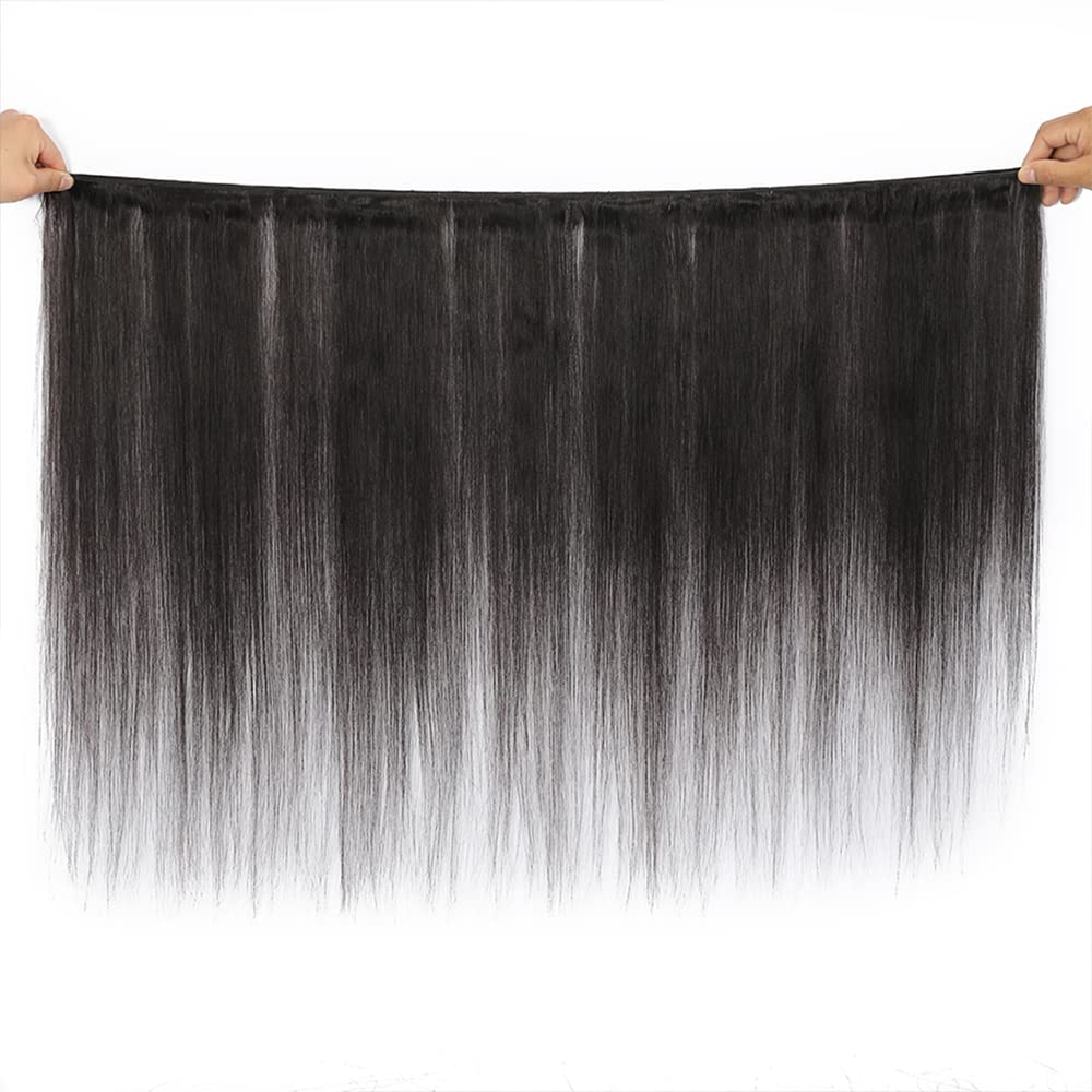 8A Grade 100% Unprocessed Brazilian Virgin Human Hair Extensions - 3 Bundles Straight Hair Weave (20/22/24 Inches, Black) for Women | Natural Look, Daily Styling & Special Occasions