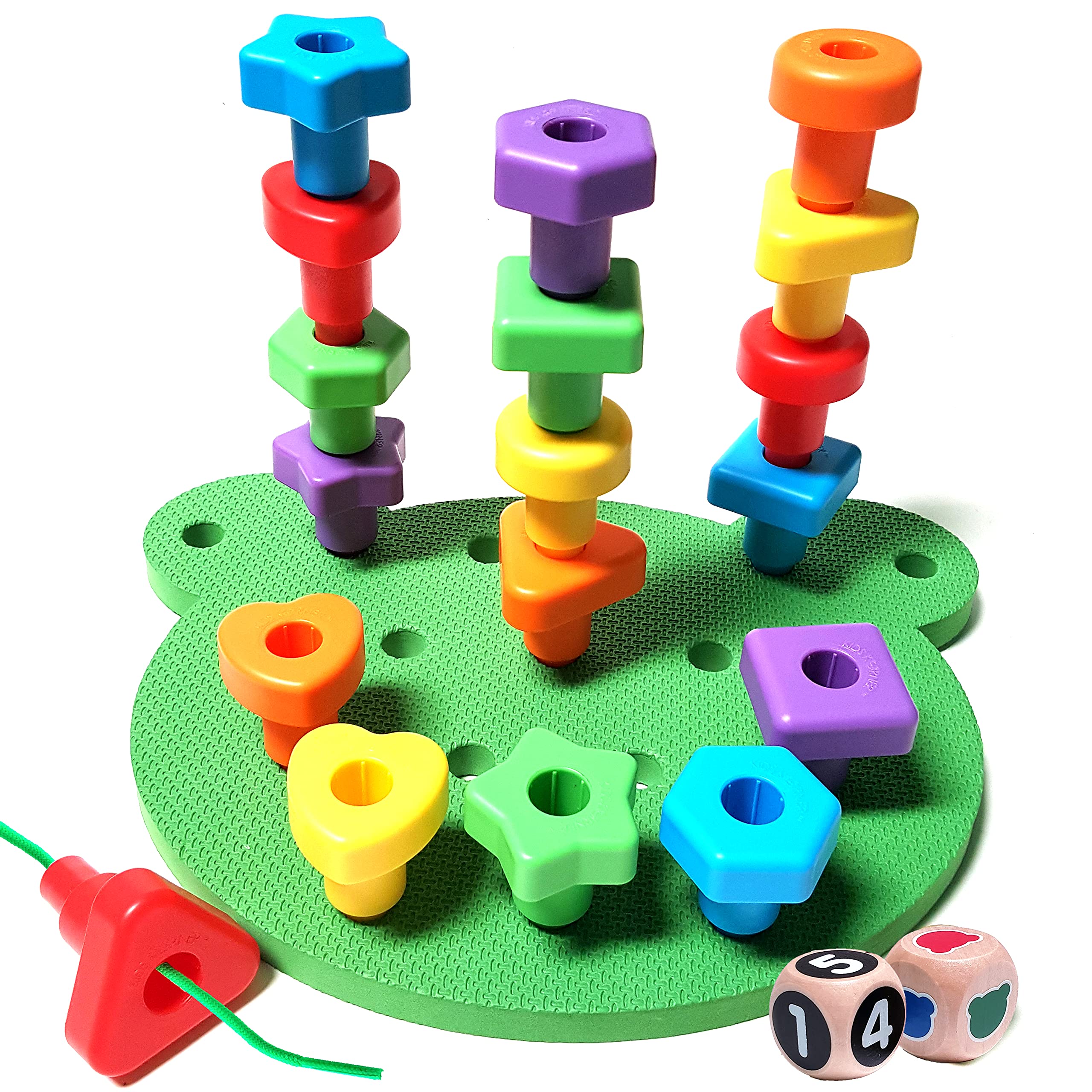 Montessori Peg Board Stacking Toys for Toddlers - Fine Motor Skills & Shape Matching Educational Toys for 3-5 Year Old Boys & Girls | Includes Pegs, Activity eBook & Travel Backpack - Perfect for Preschool Learning, Home Play & Travel Activities
