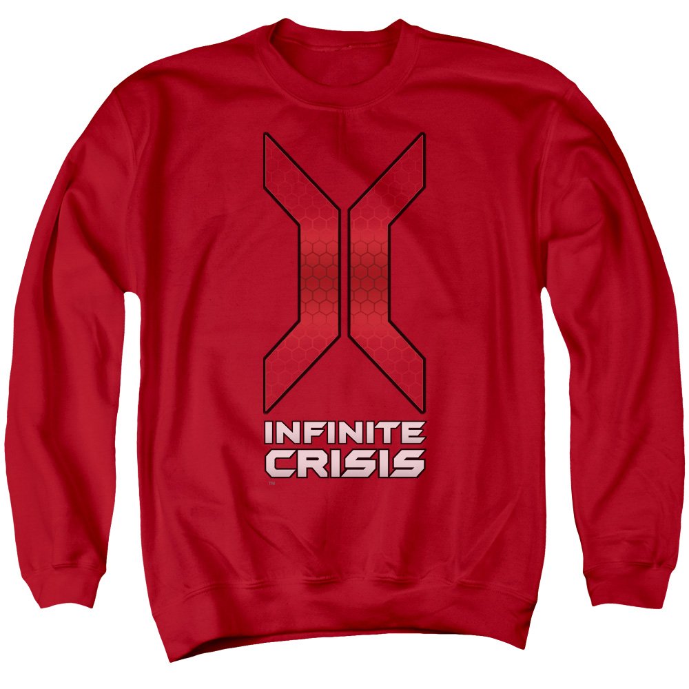 Trevco Infinite Crisis DC Comics Superhero Graphic Adult Crew Sweat Tee T-Shirt - Red, XL - Perfect for Cosplay, Comic Con & Superhero Fans