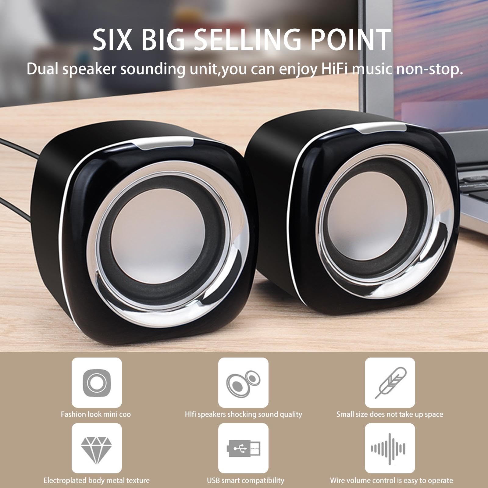 Portable Bluetooth Speaker for Laptop, Desktop, Phone & Tablet - High-Quality Anti-Interference Audio with Clear Sound | Perfect for Home Office, Gaming, Music Streaming & Outdoor Use