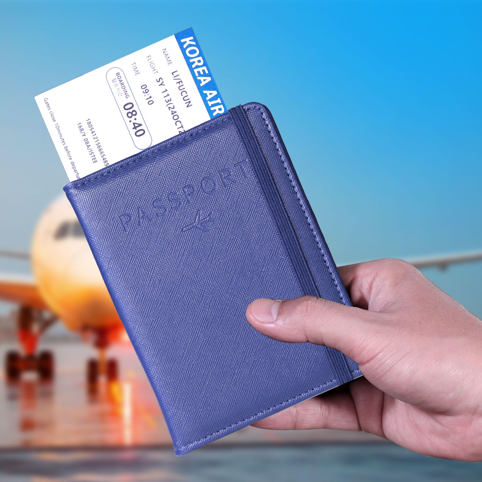 Premium RFID Blocking Passport Holder for Women & Men - Dark Blue Travel Wallet with Multiple Card Slots & ID Window - Perfect for Family Vacations, Business Trips & International Travel