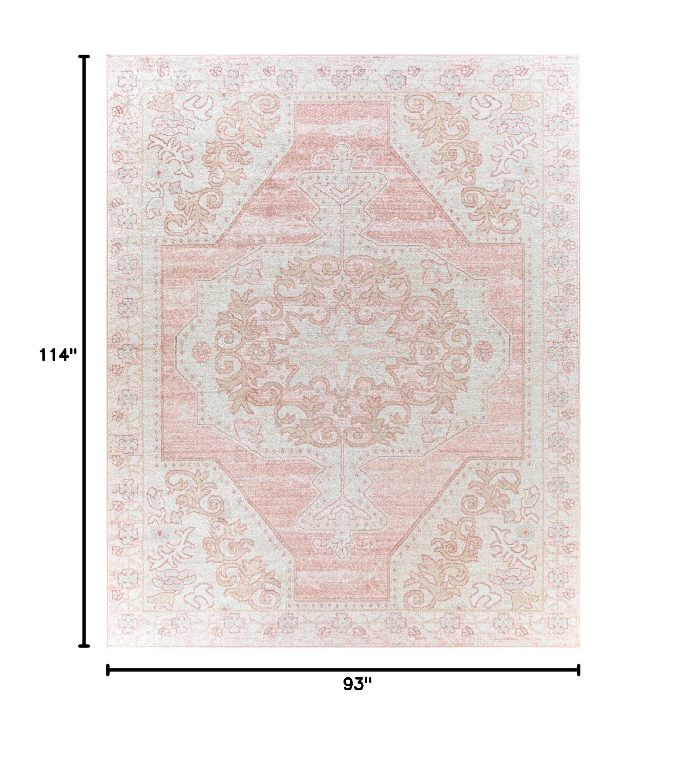 Mark&Day Traditional Cream Area Rug 8x10 - Soft & Durable Living Room, Bedroom, Kitchen Carpet in White Blue Black (7'9
