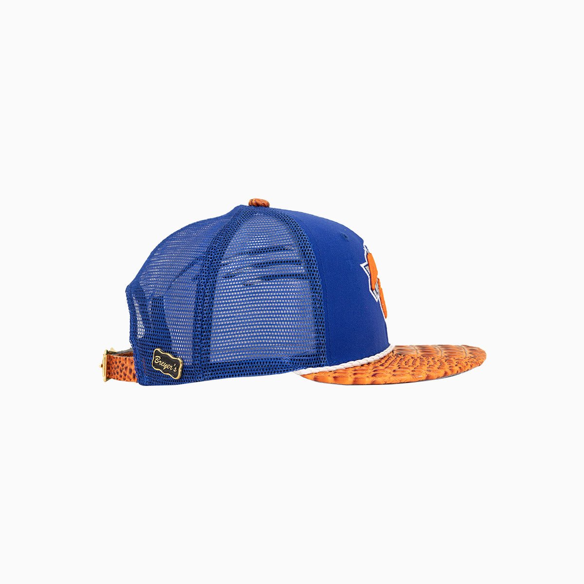Breyer's Buck 50 New York Knicks Trucker Hat with Leather Visor - Stylish NBA Fan Cap for Men & Women - Perfect for Basketball Games, Streetwear Fashion, and Casual Outings