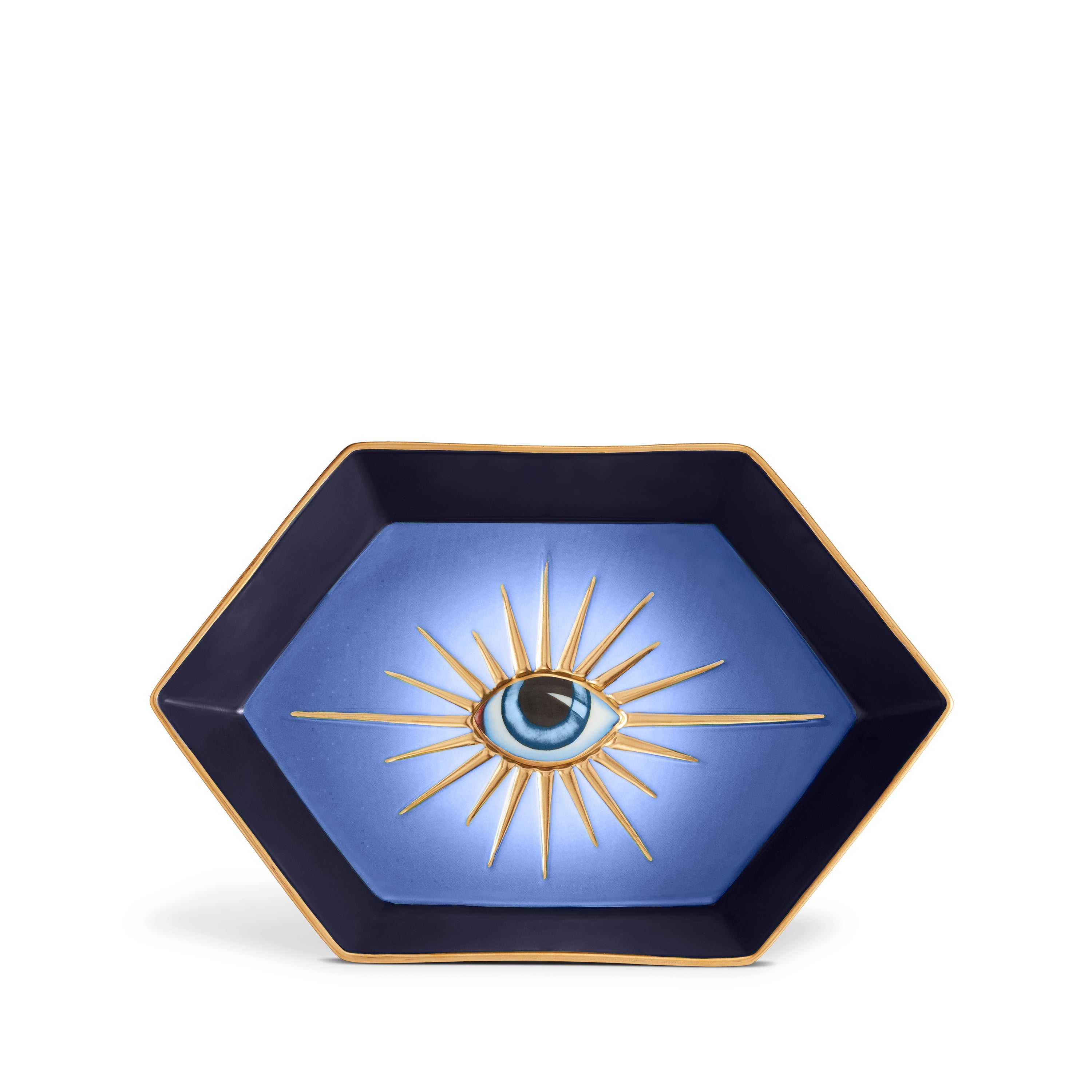 Hexagon Tray - Blue Geometric Serving Tray for Home Decor, Coffee Table Centerpiece, Bathroom Organizer & Jewelry Display