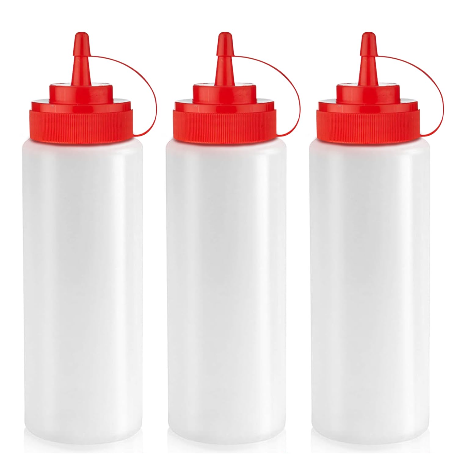Norcalway 12oz Condiment Squeeze Bottles for Sauces, Ketchup, Dressings & Oils - Plastic Kitchen Squirt Bottles with Easy Pour Spout - Perfect for Restaurants, BBQs & Home Cooking - Leakproof & Dishwasher Safe