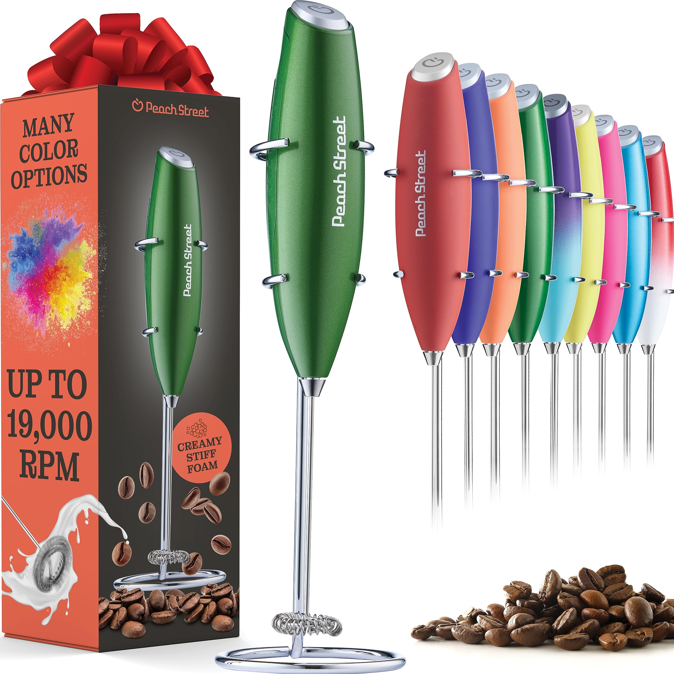 Premium Handheld Milk Frother - Battery Operated Stainless Steel Drink Mixer with Stand | Mini Milk Foamer for Coffee, Latte, Hot Chocolate & Matcha | Perfect for Home, Office & Cafe Use