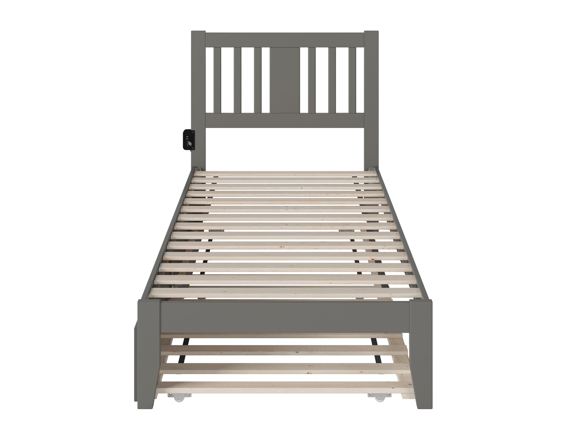 AFI Tahoe Twin XL Platform Bed with Twin XL Trundle & USB Charger - Space-Saving Grey Wooden Bed Frame for Small Rooms, Guest Bedrooms & Dorm Rooms