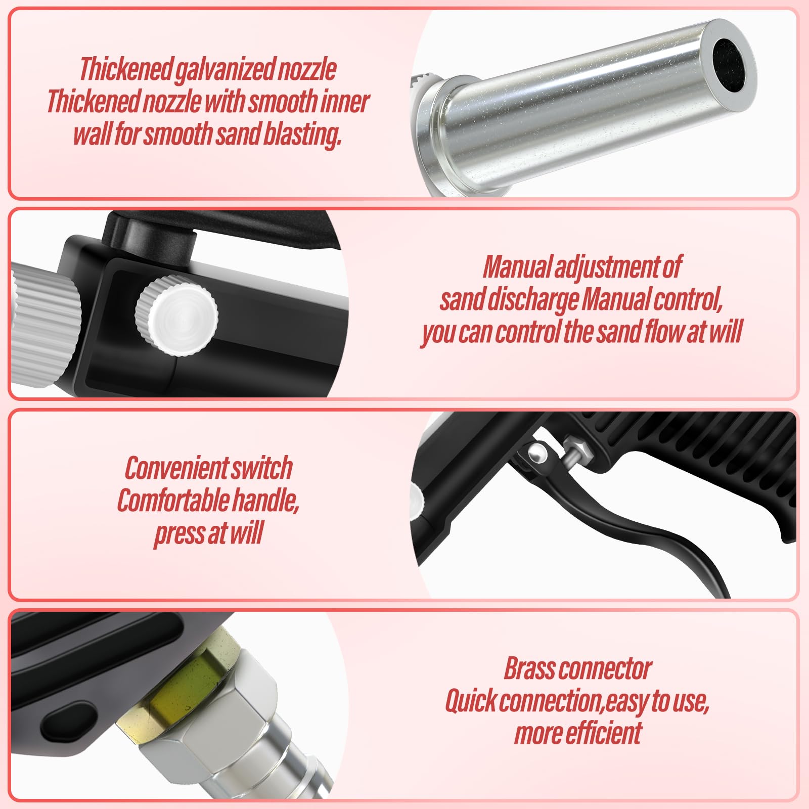 Portable Air Sand Blaster Gun Kit - Compact & Powerful for Paint, Rust, and Grime Removal from Metal & Wood | Perfect for DIY Auto Restoration, Metal Cleaning, and Wood Surface Prep