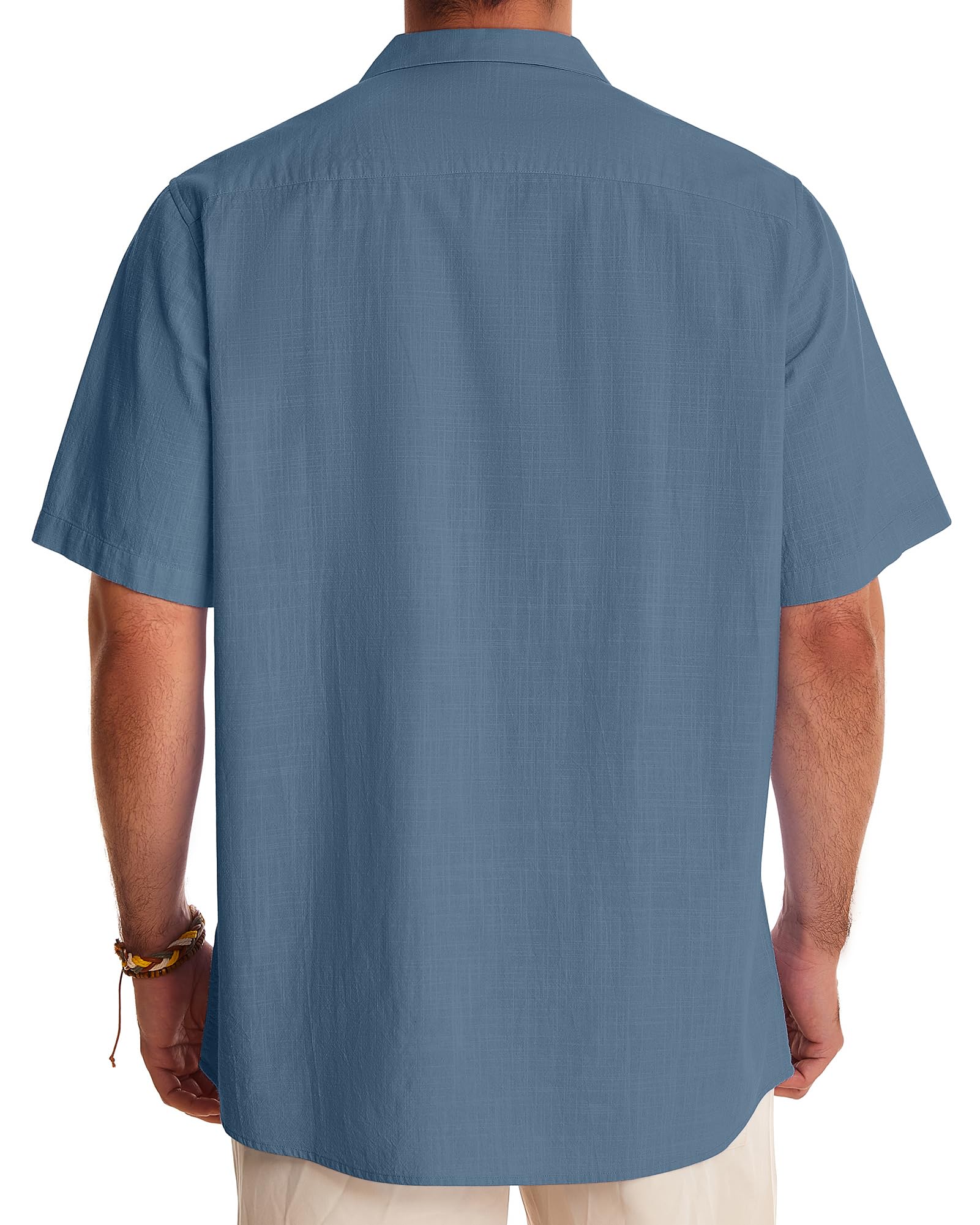 Men's Linen Short Sleeve Button Down Shirts - Breathable Cotton Summer Beach & Vacation Shirts - Casual Cuban & Hawaiian Style for Outdoor Activities, Travel, and Relaxation