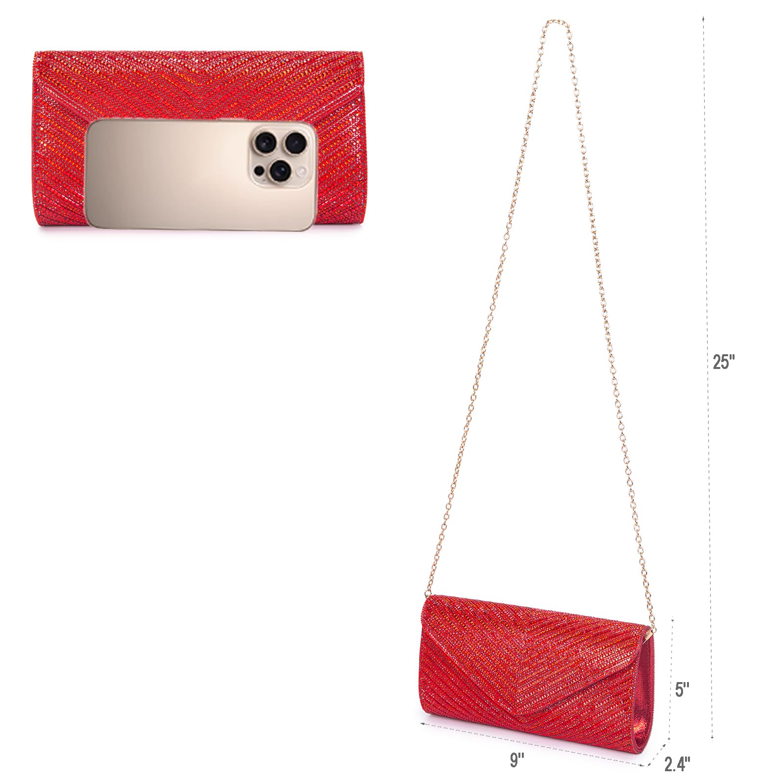Elegant Women's Evening Handbags & Rhinestone Envelope Clutch Purses - Crossbody Shoulder Bag for Wedding, Party & Special Occasions | Perfect for Date Night, Prom & Formal Events