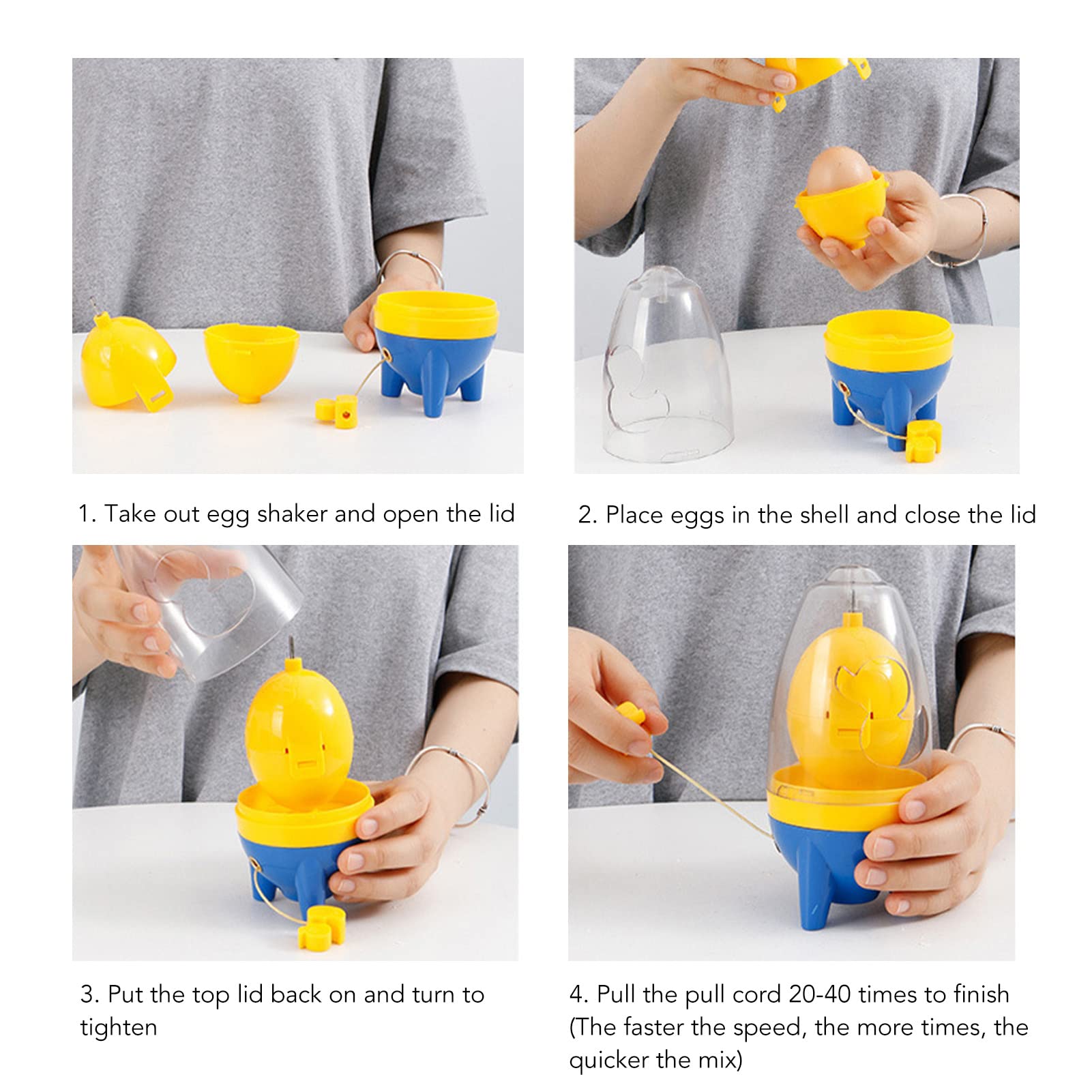 Hand Powered Egg Spinner - Portable Egg White and Yolk Mixer, Manual Golden Egg Maker, Egg Homogenizer & Scrambler for Perfect Golden Eggs (Blue) - Ideal for Baking, Cooking, and DIY Golden Egg Crafts