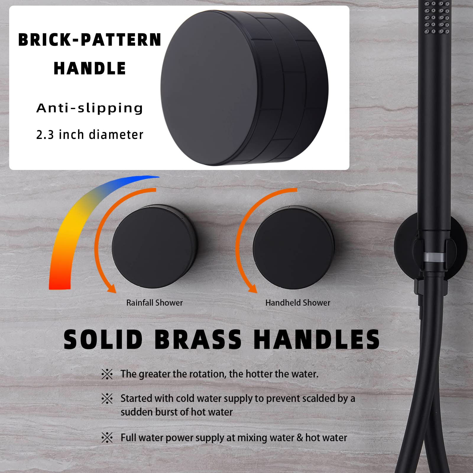 TRUSTMI 10 Inch Rainfall Shower System - Matte Black Brass Round Rain Shower Head with Handheld Shower Faucet Set (Includes Rough-In Valve) - Perfect for Modern Bathroom, Spa-Like Shower Experience & Luxury Home Renovation