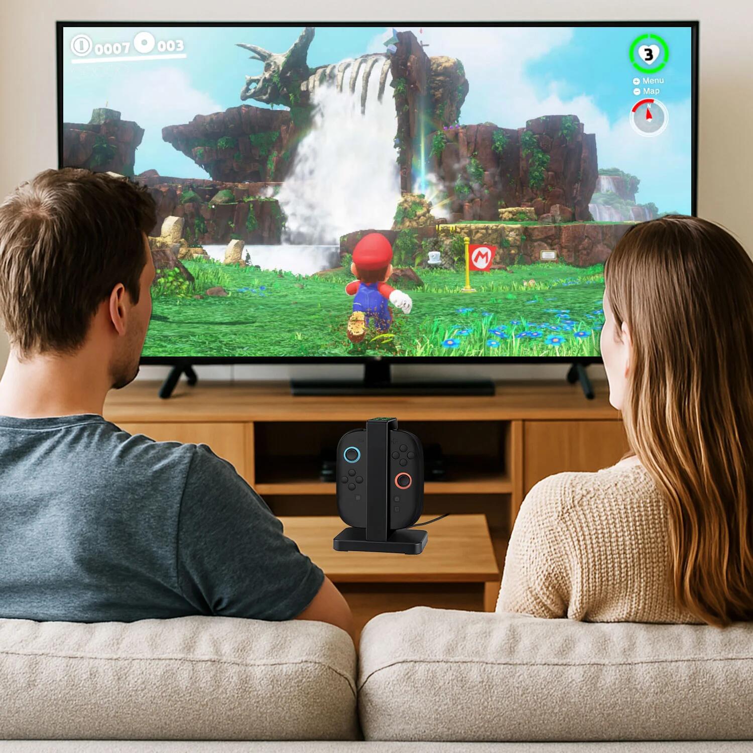 DOBE Charging Dock for Nintendo Switch & Switch OLED - Fast Charging Station for 2 Joy-Con Controllers (Black, TNS-3192B) | Perfect for Gaming Sessions & Travel Accessories