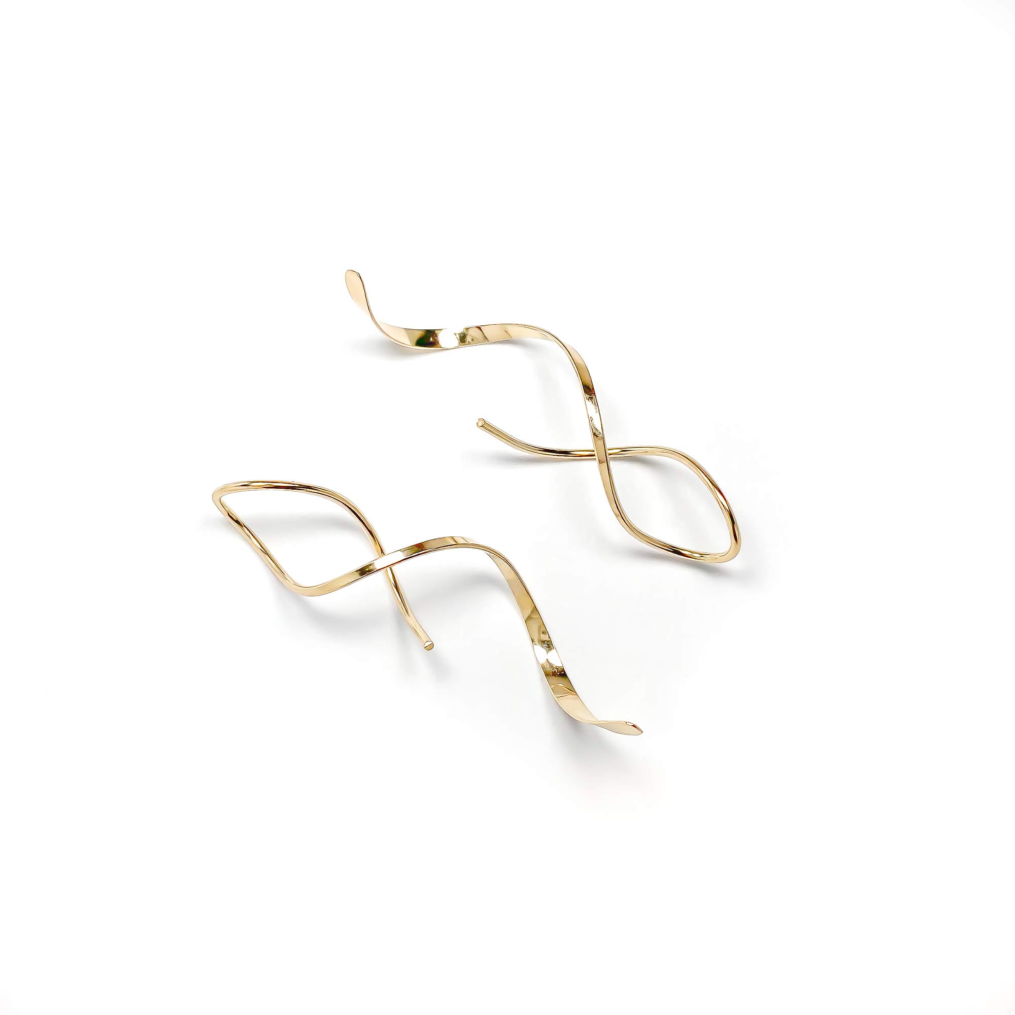 14K Gold Filled Spiral Threader Earrings for Women - Hypoallergenic Lightweight Dangle Drop Earrings (1.5 Inch) - Perfect for Parties, Weddings & Everyday Elegant Style