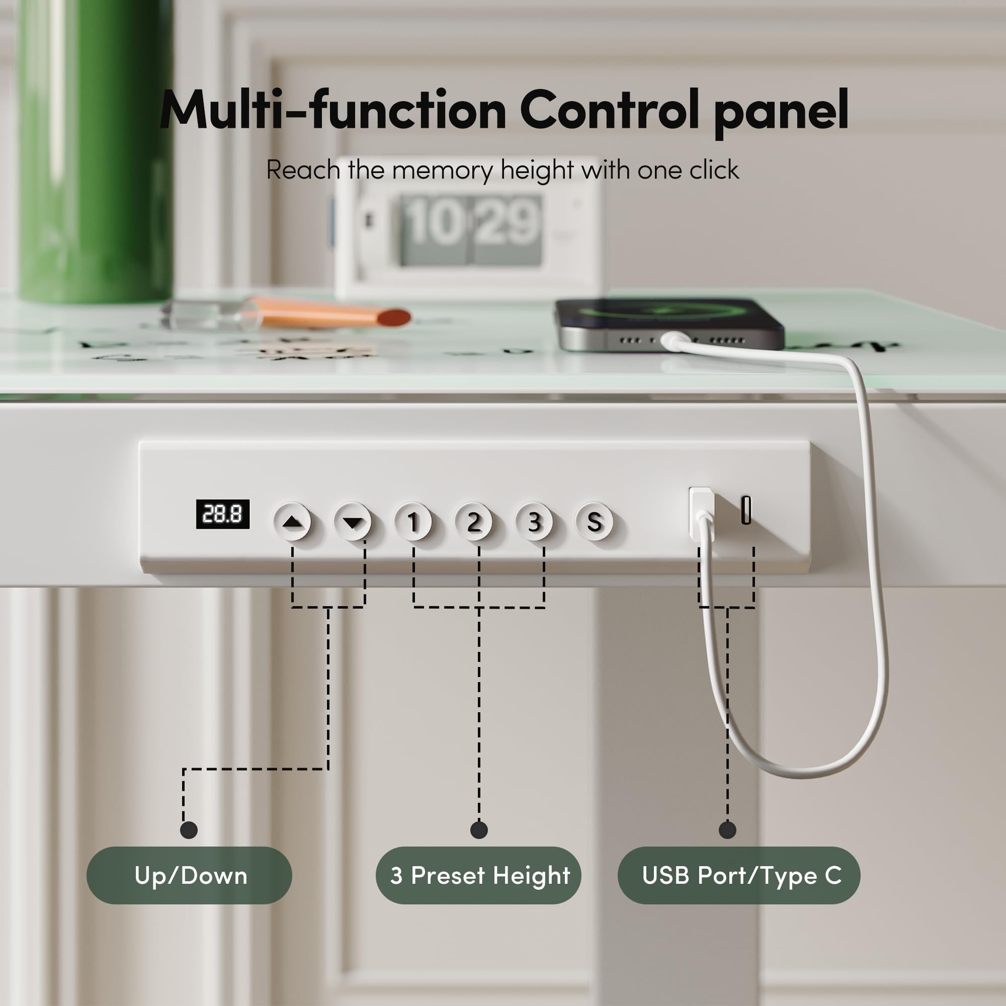 FEZIBO 48×24 Inch Electric Standing Desk with Drawers - Adjustable Height Glass Top Sit Stand Workstation, Quick Assembly Home Office Desk (White) | Perfect for Remote Work, Gaming Setup & Study Spaces