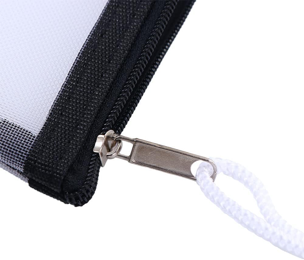 Jowxsx Pink Mesh Storage Bags - Small Zipper Pouch for Travel, Wallet, ID & Credit Card Holder - Nylon Cosmetic Bag & Transparent File Organizer - Perfect for Daily Use, Office, School & Travel Accessories