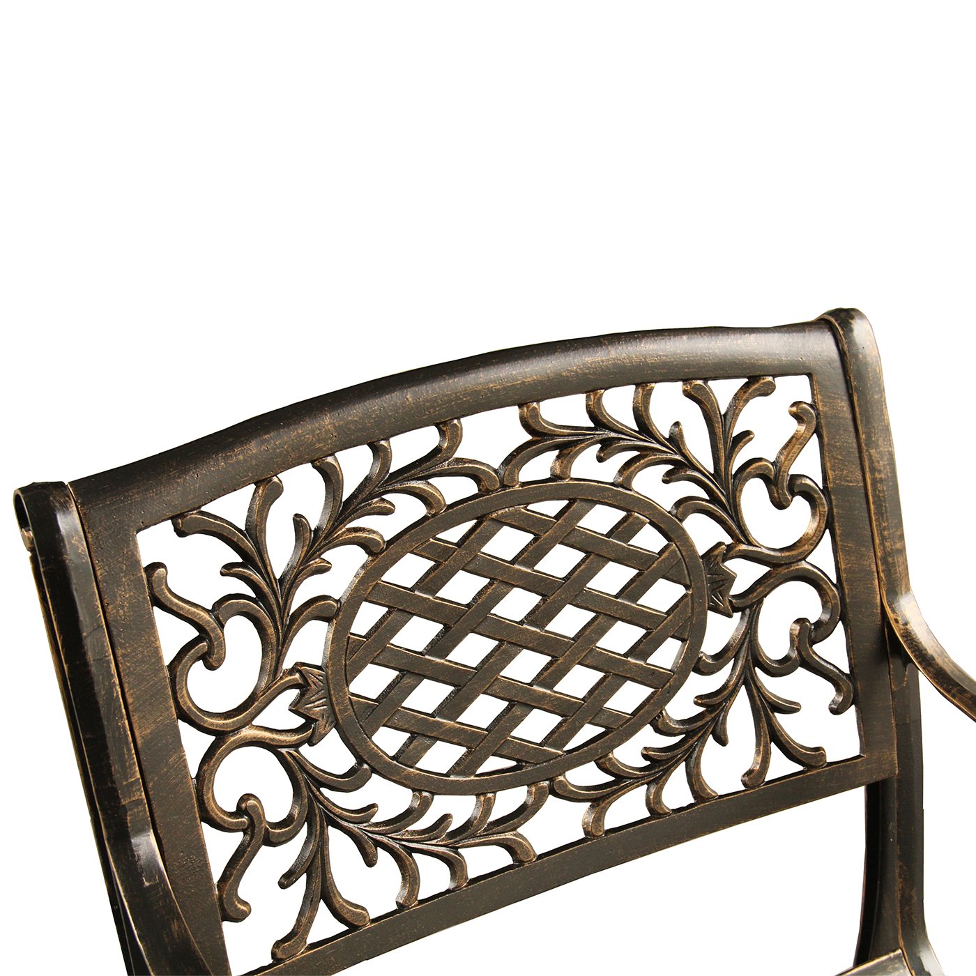 Oakland Living 63-inch Bronze Hexagon Outdoor Dining Set with Lazy Susan & 6 Chairs - Modern Aluminum Mesh Lattice Design for Patio, Garden & Backyard Entertaining