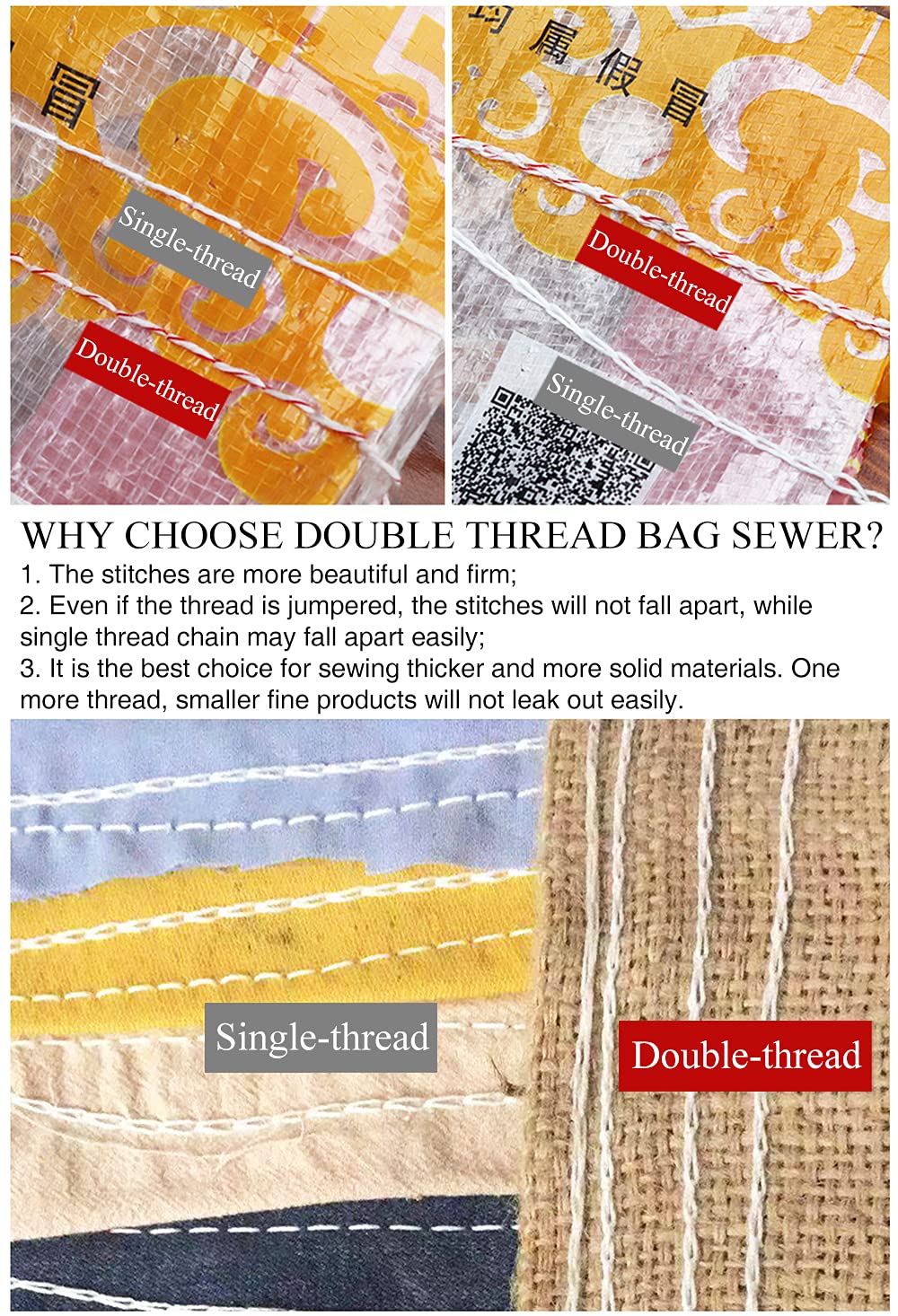 Electric Portable Bag Sewing Machine - Double Thread Automatic Bag Closer for Woven Burlap, PP, Gunny & Kraft Paper Bags | CE Certified | Ideal for Packaging, Agriculture & Industrial Use