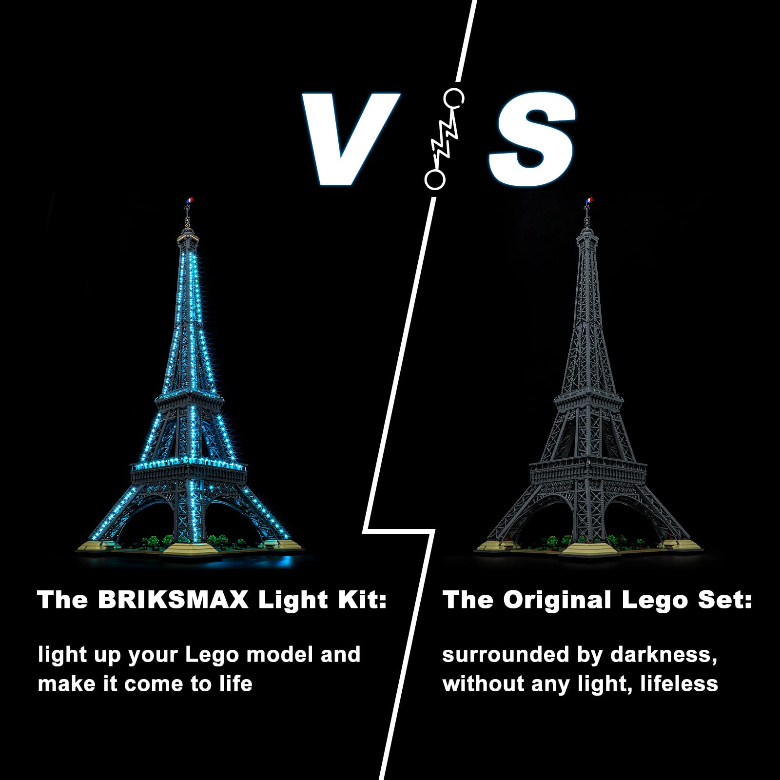 BRIKSMAX LED Lighting Kit for Lego Architecture Eiffel Tower (Remote Control Version) - Compatible with Lego 10307 Building Blocks Model - Perfect for Home Decoration, Gift Giving & Lego Display Enhancement
