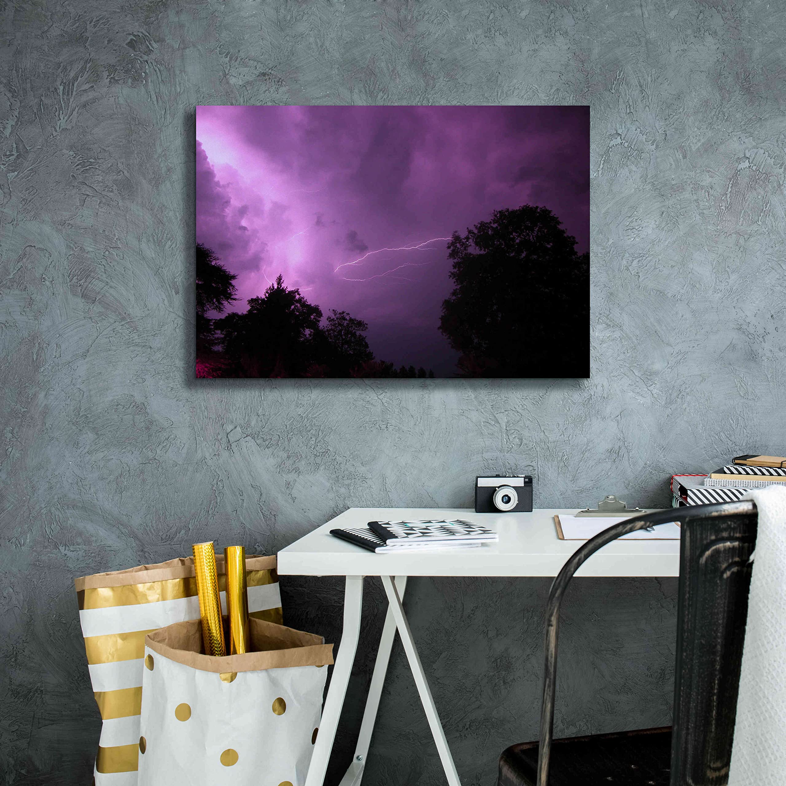 Epic Graffiti 'Purpureus Lightning' Canvas Wall Art Print - 26x18 Inches Giclee Reproduction - Modern Urban Decor for Living Room, Bedroom & Office