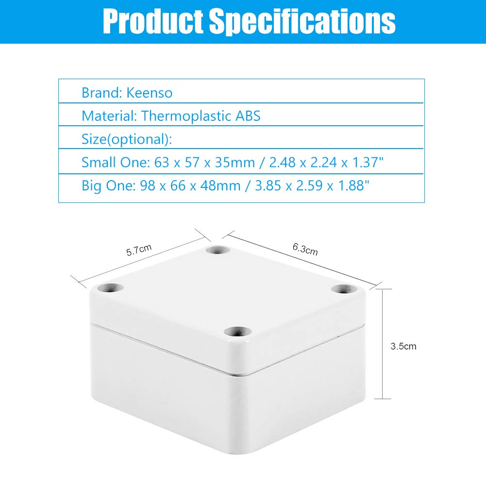 Outdoor Electrical Junction Box - Waterproof Cable Enclosure (65x60x35mm) for Secure Outdoor Wiring & Connections - Ideal for Garden, Patio & Exterior Electrical Projects