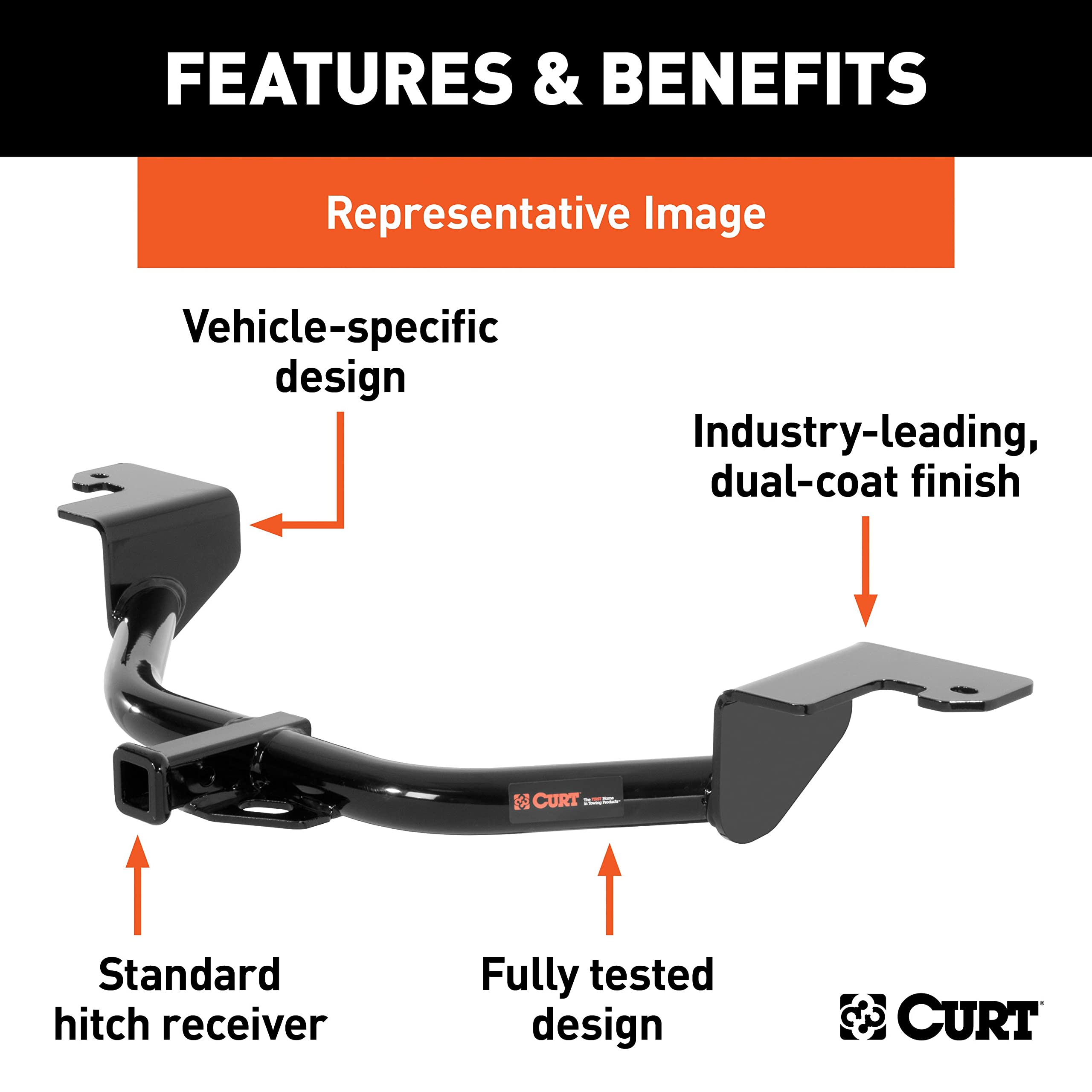 CURT 12293 Class 2 Trailer Hitch - 1-1/4-Inch Receiver for Select Mitsubishi Outlander Models - Perfect for Towing Small Trailers, Bikes & Cargo Carriers
