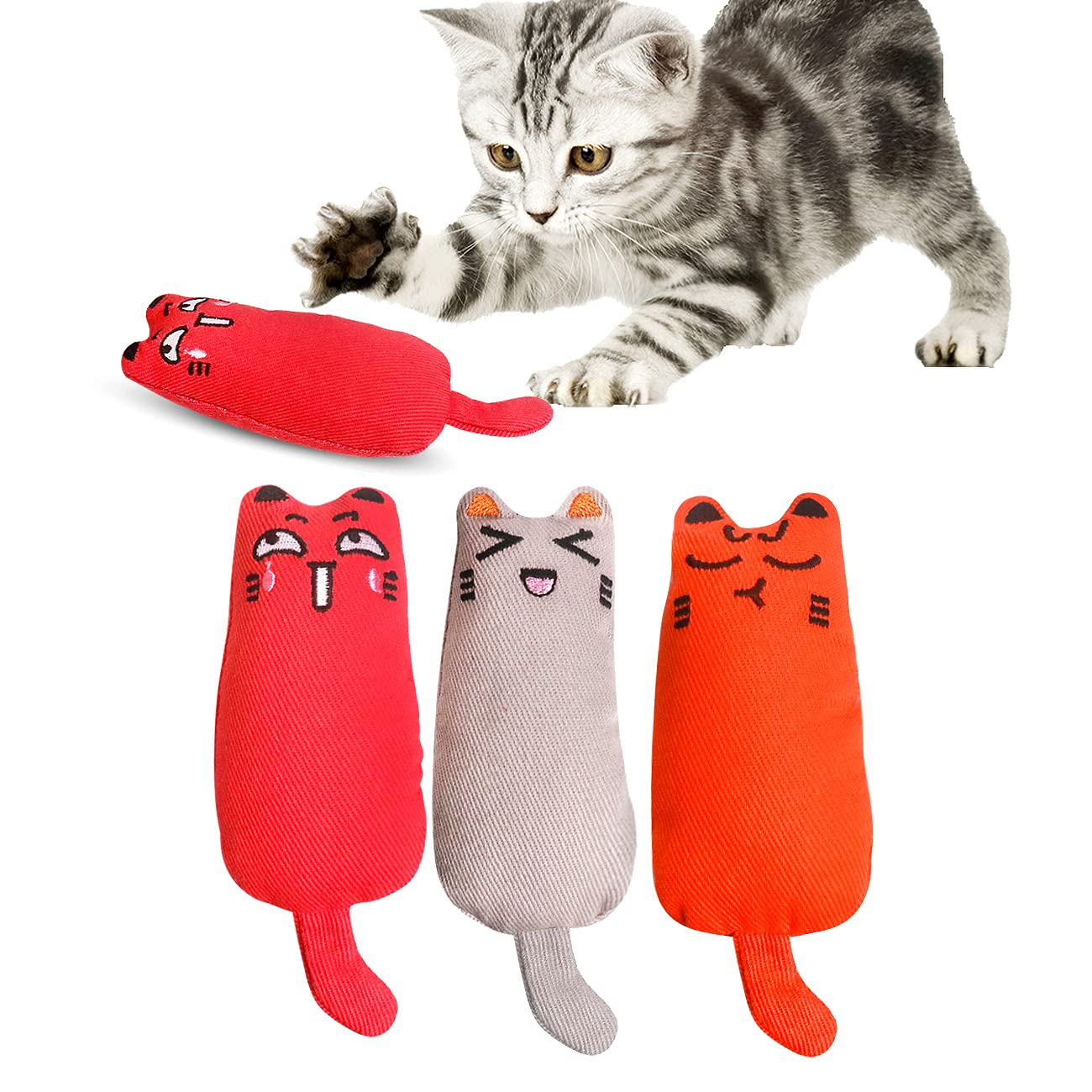 NAODONGLI 3-Piece Catnip Toys Set - Interactive Plush Cat Toys with Catnip for Indoor Cats, Chew Toys for Kittens - Perfect for Playtime, Training & Stress Relief