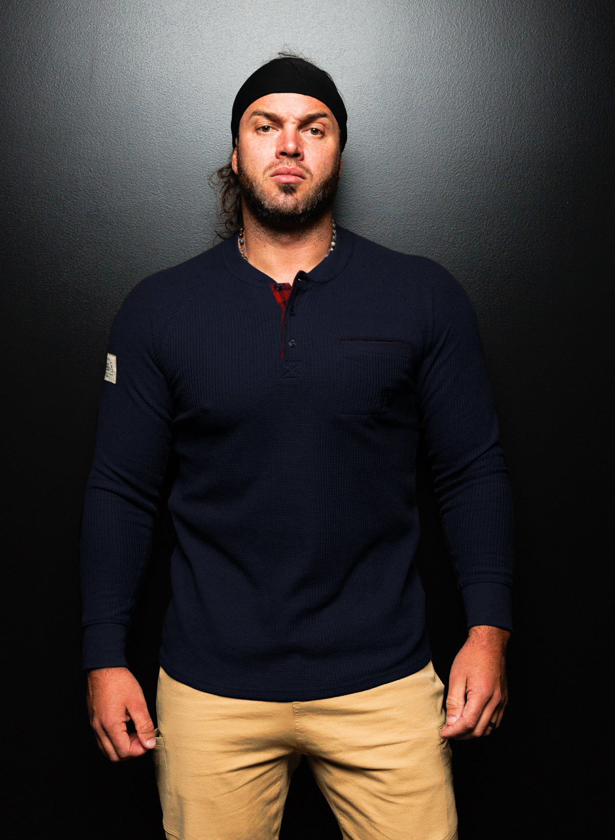 Men's Heavyweight Thermal Long Sleeve Shirt - Navy Blue, Warm Winter Base Layer for Outdoor Activities, Hiking & Cold Weather Workwear