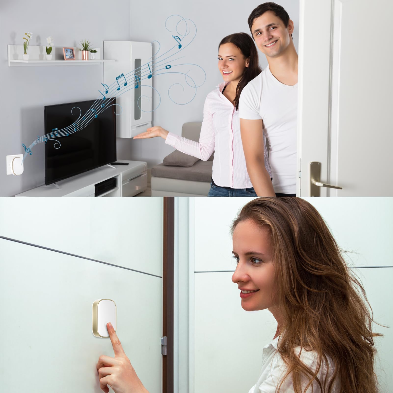 Wireless Doorbell for Home - Easy Installation, 5 Volume Levels, 58 Chime Sounds, 1000ft Range - Ideal for House, Office, Classroom & Special Needs Alerts (White) | Perfect for Elderly, Hearing Impaired & Large Properties