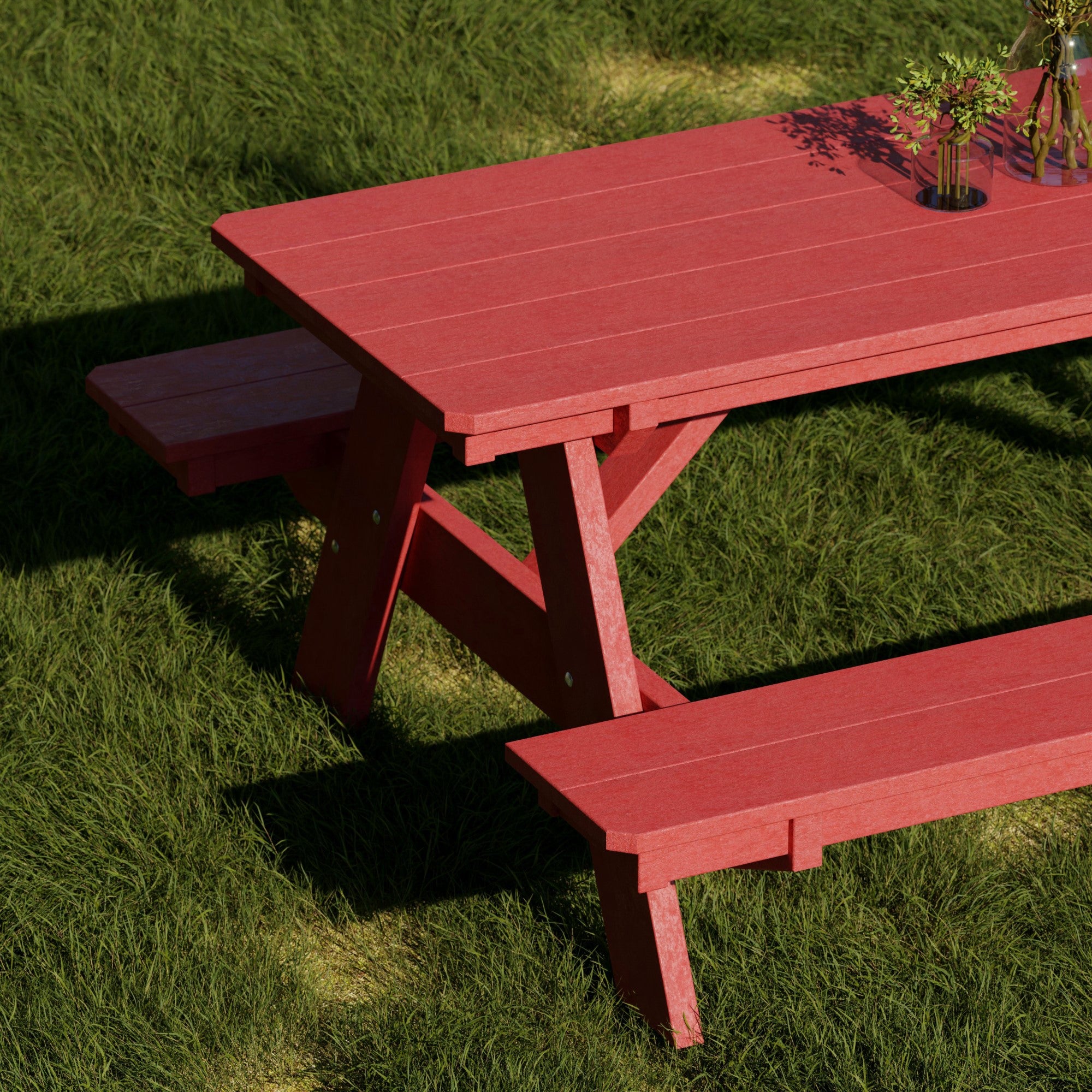 Heritage 72 Inch Outdoor Picnic Table with Attached Benches - Durable All-Weather Patio Furniture for Backyard, Garden, and Park Gatherings